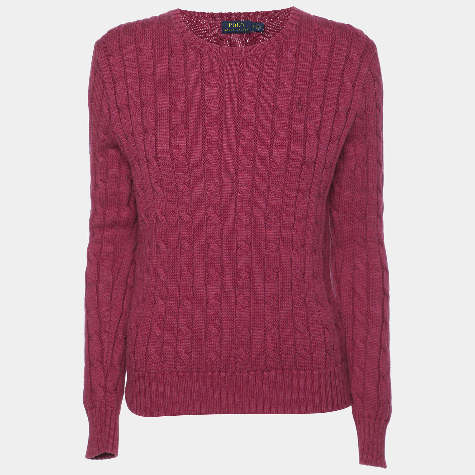 Polo Ralph Lauren Purple Cotton Knit Full Sleeve Sweater S