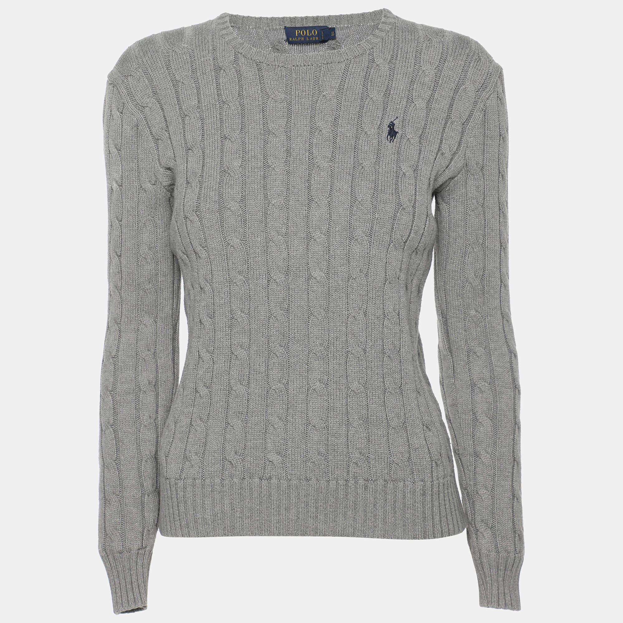 Polo Ralph Lauren Grey Cotton Knit Full Sleeve Sweater S
