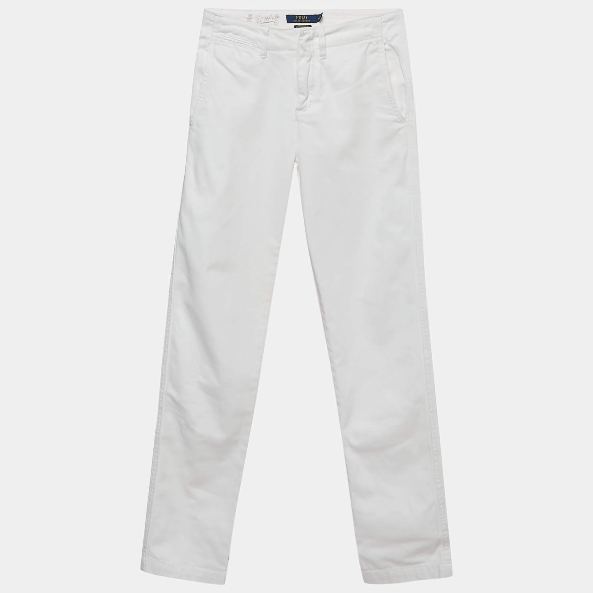 Pre Owned Polo Ralph Lauren White Denim Quin Boyfriend Jeans XS Waist 28"