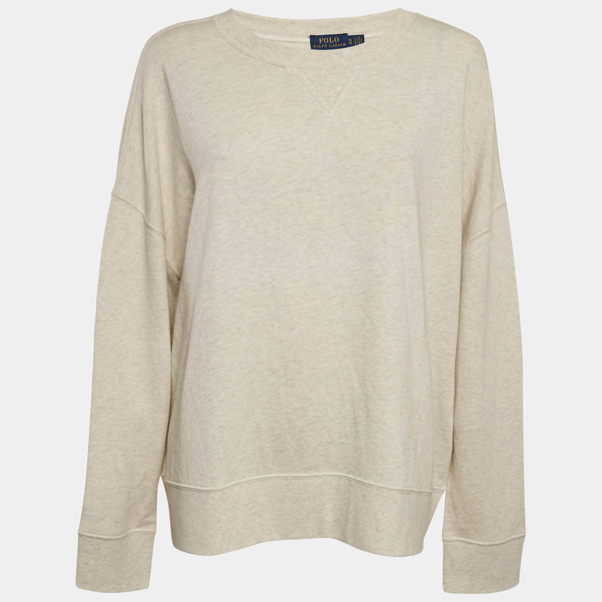 Polo Ralph Lauren Grey Suede Trim Cotton Crew Neck Sweatshirt XL