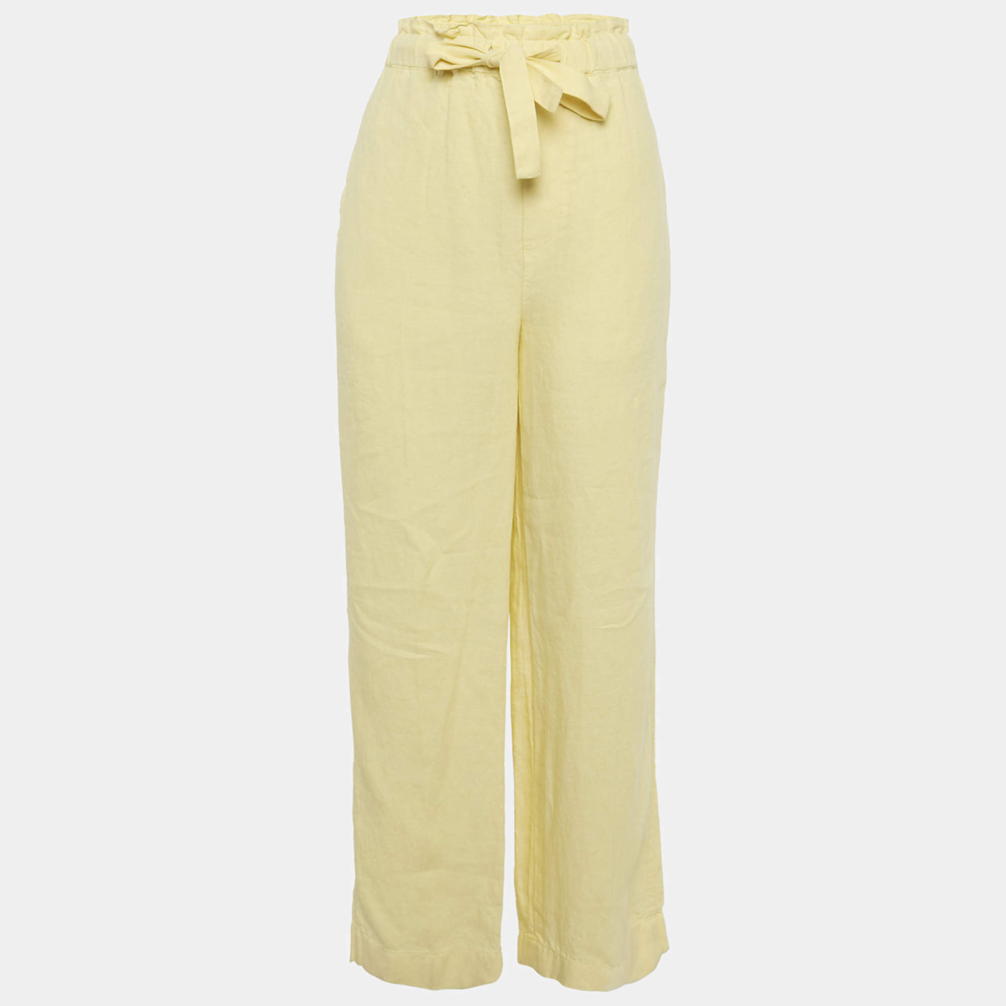 Polo Ralph Lauren Yellow Linen Elasticated Waist Trousers XS