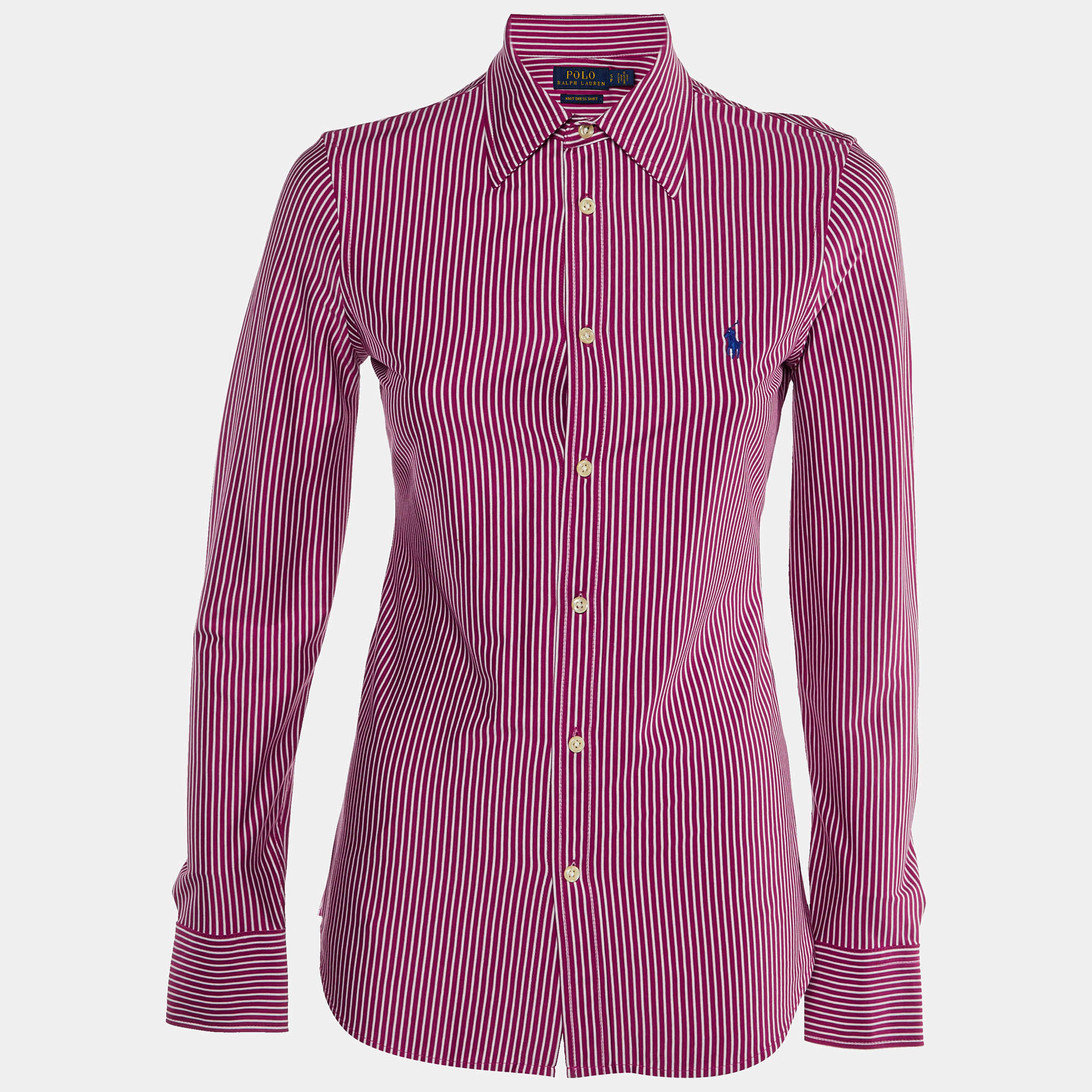 Polo Ralph Lauren Pink Striped Knit Dress Shirt S
