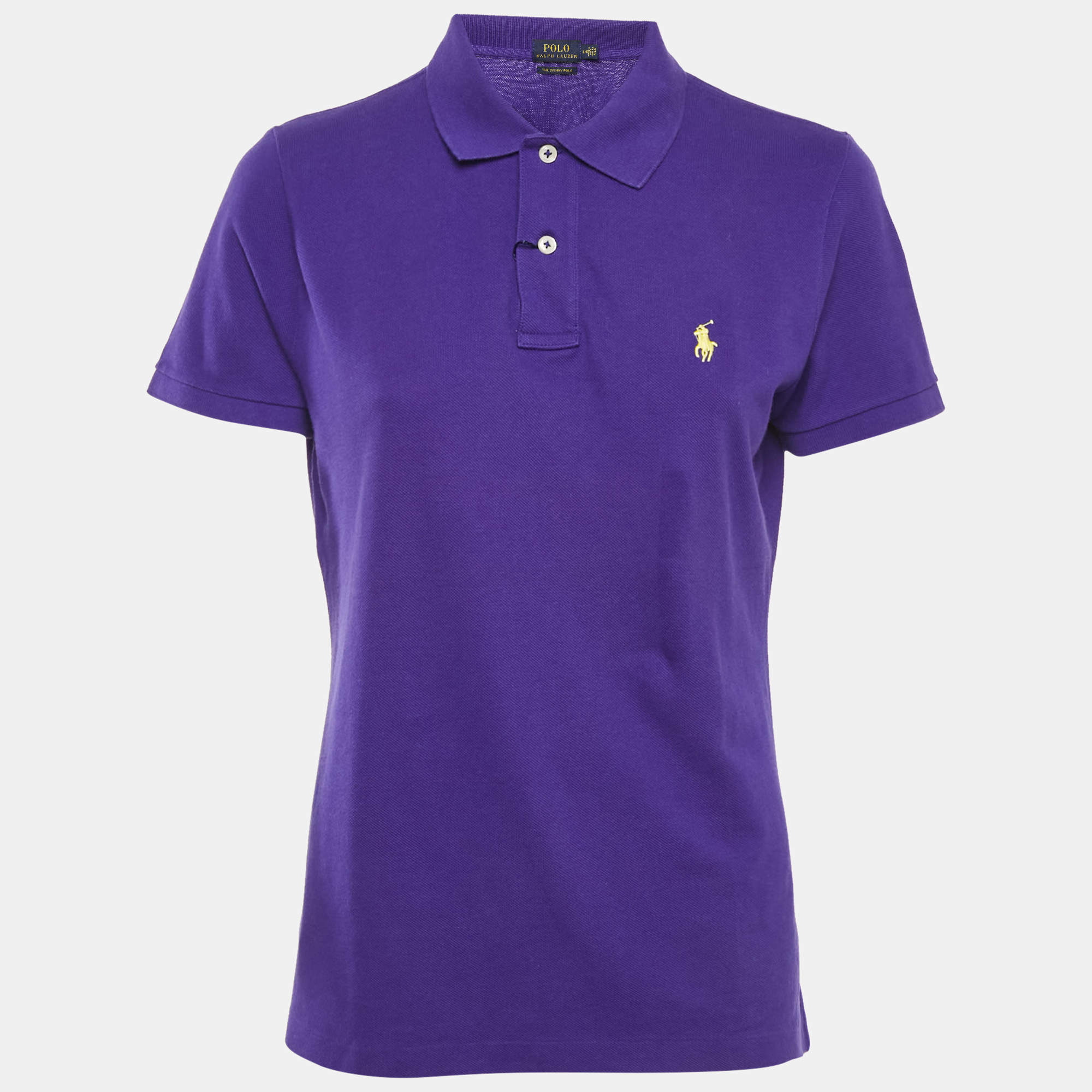 Polo Ralph Lauren Purple Cotton Pique Skinny Polo T-Shirt L
