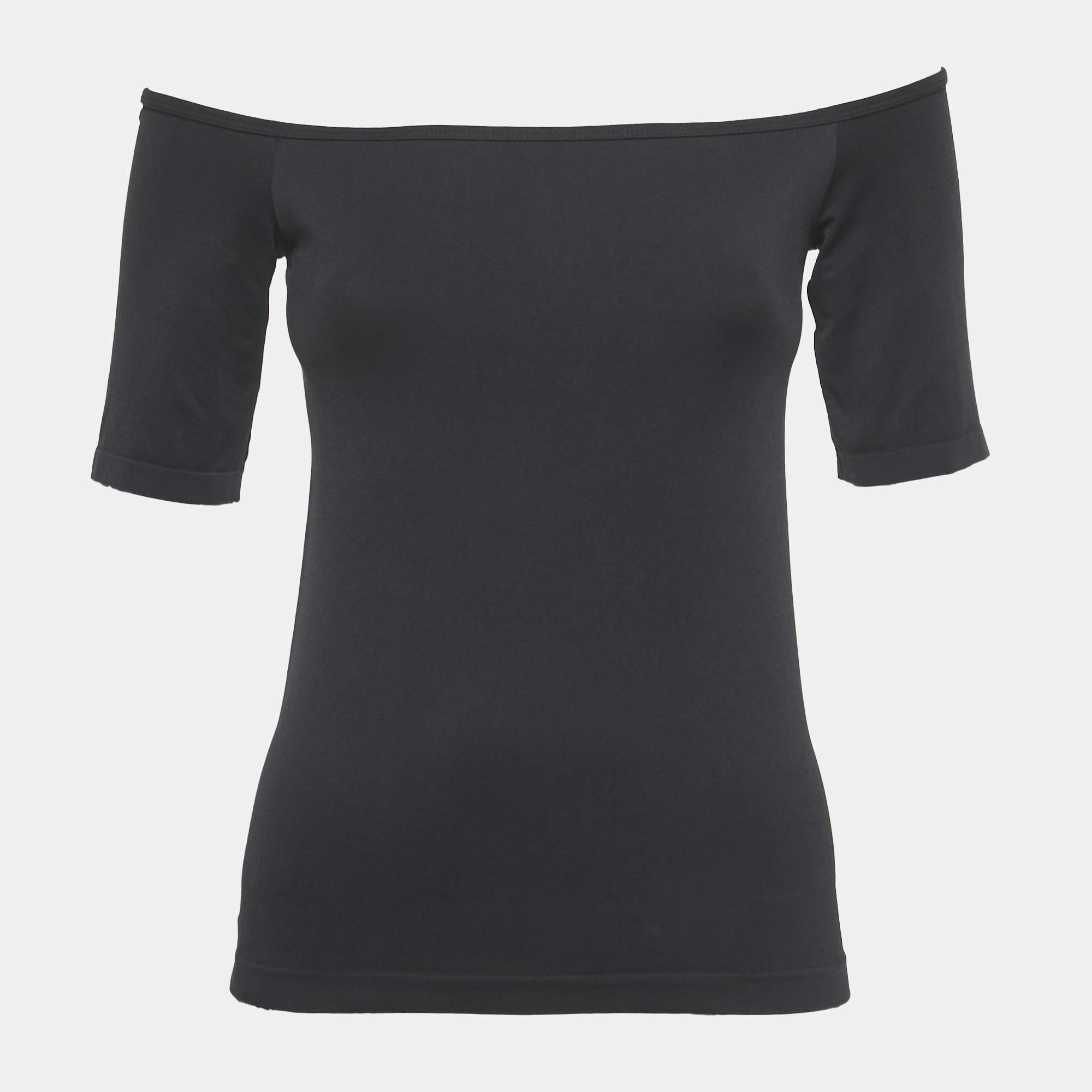 Pre Owned Polo Ralph Lauren Black Jersey Fitted Top S