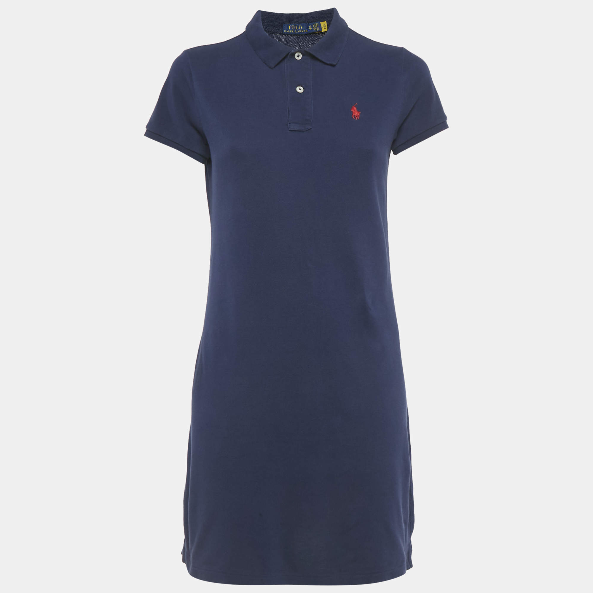 Pre Owned Polo Ralph Lauren Blue Cotton Mini Polo Dress XS