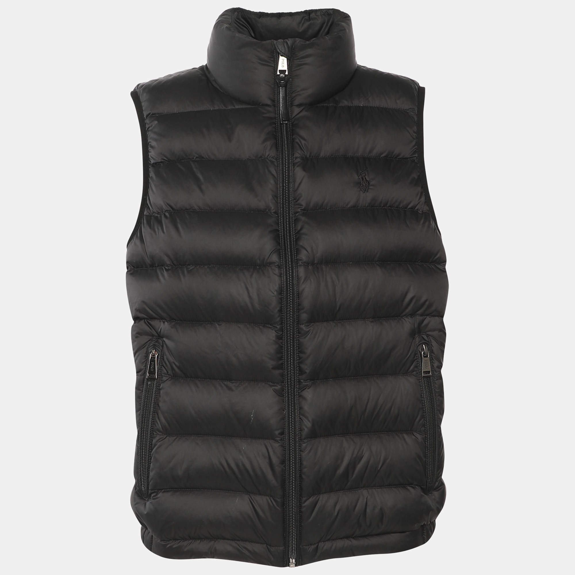 مملوكة مسبقًا Polo Ralph Lauren Black Nylon Colden Packable Down Gilet Vest