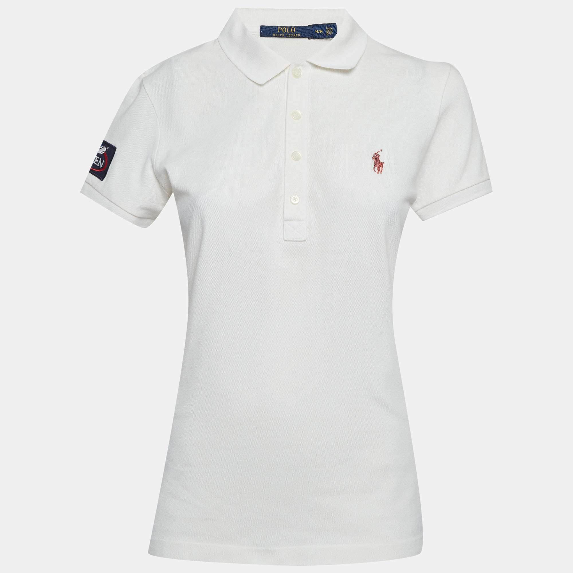 Pre Owned Polo Ralph Lauren White Jersey Pique Polo T-Shirt M