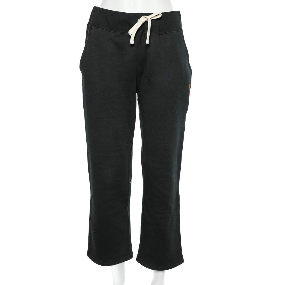 Pre Owned Polo Ralph Lauren Black Cotton Knit Track Pants S
