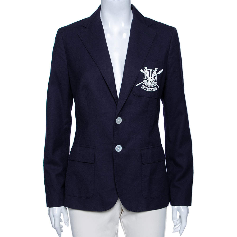 Pre Owned Polo Ralph Lauren Navy Blue Wool Greenwich Blazer M