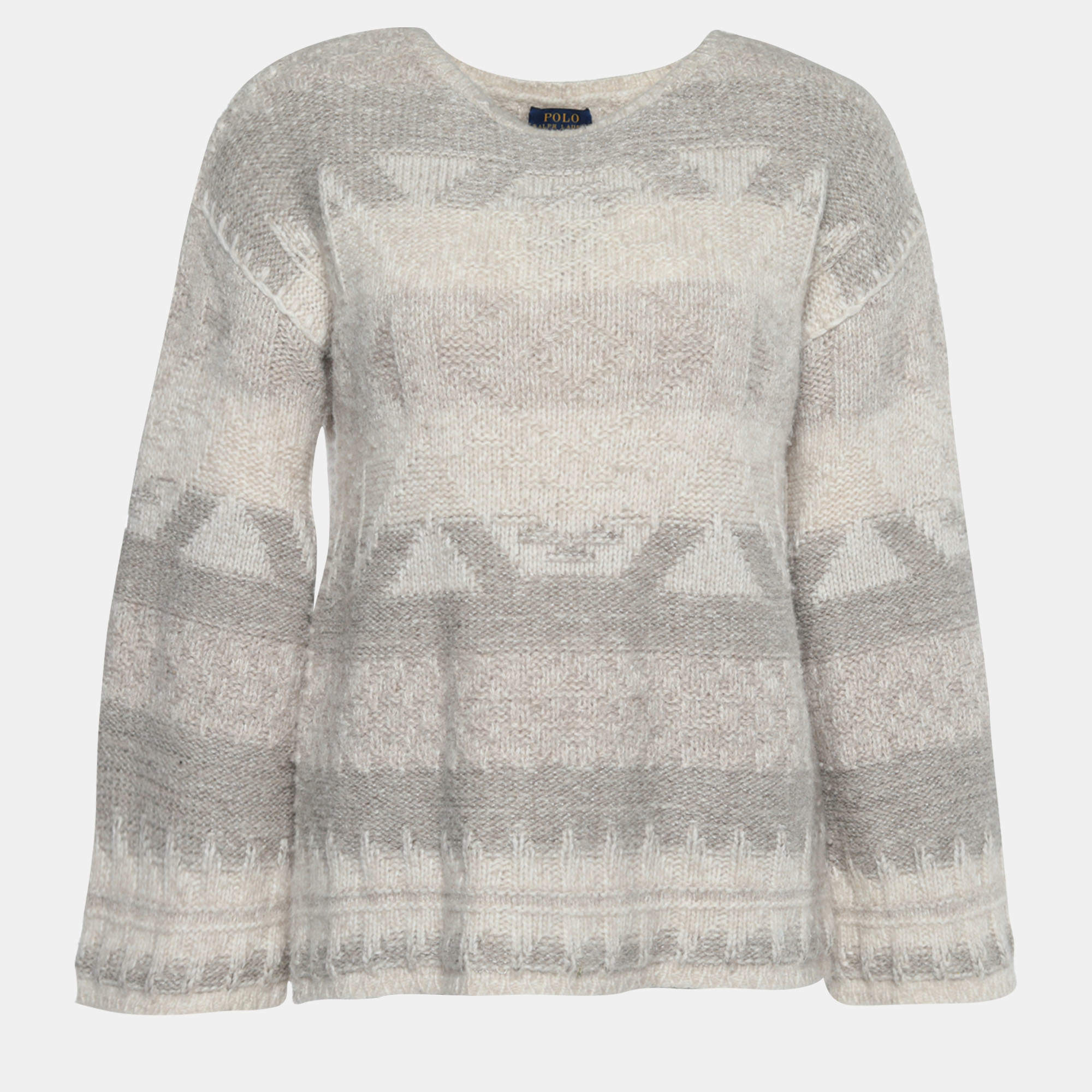 Polo Ralph Lauren Beige Lurex Knit Wool Blend Sweater XS