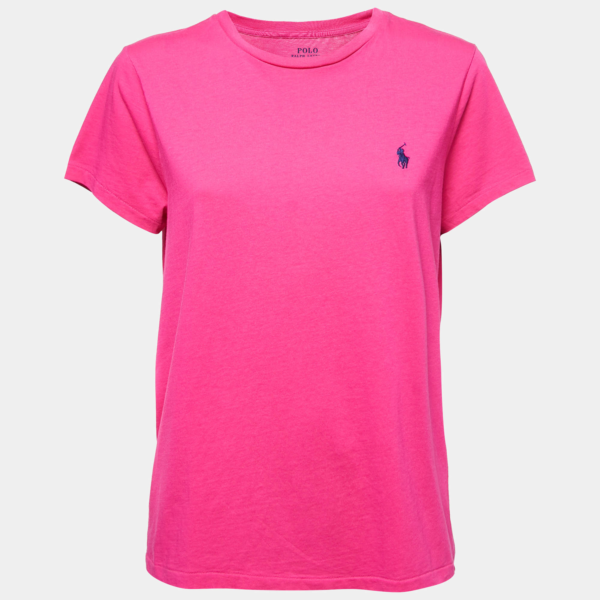 مملوكة مسبقًا Polo Ralph Lauren Pink Cotton Crew Neck T-Shirt L