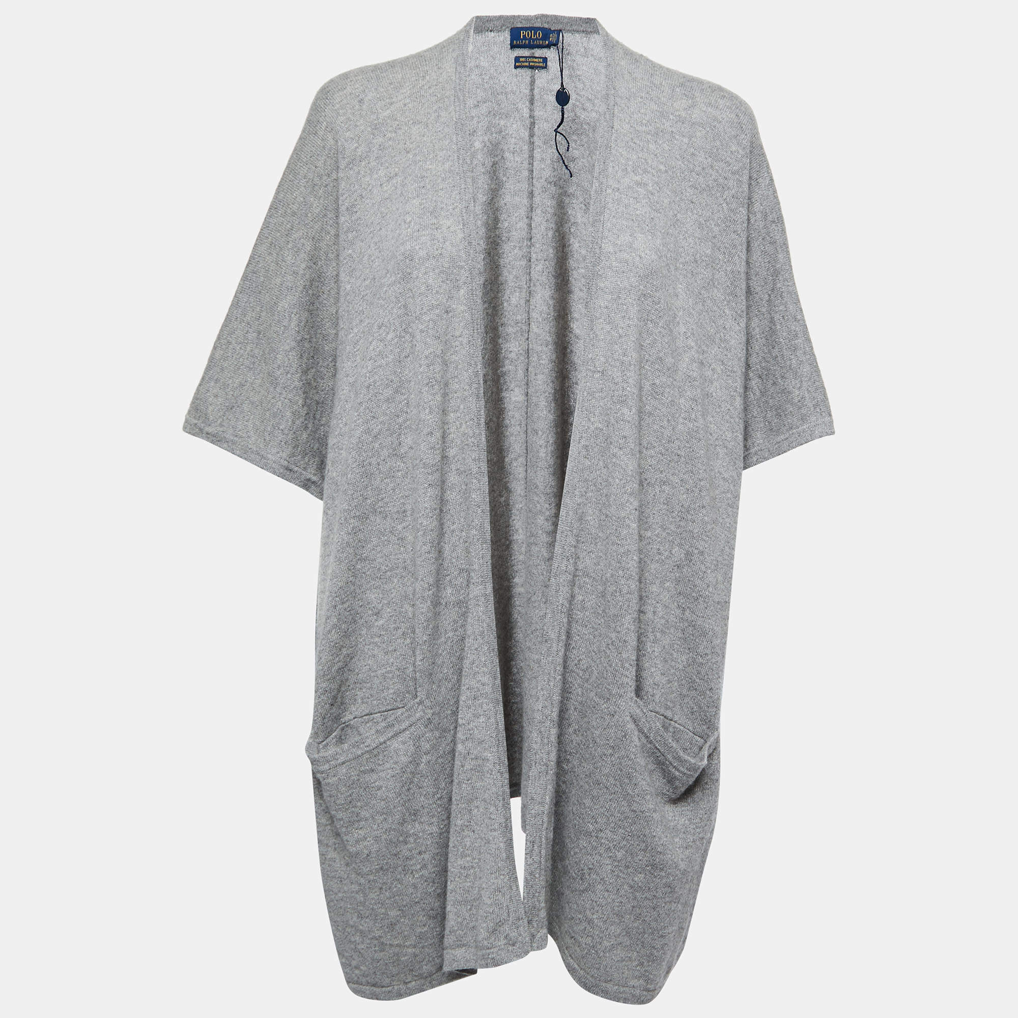 Pre Owned Polo Ralph Lauren Grey Cashmere Knit Open Front Cardigan XS/S