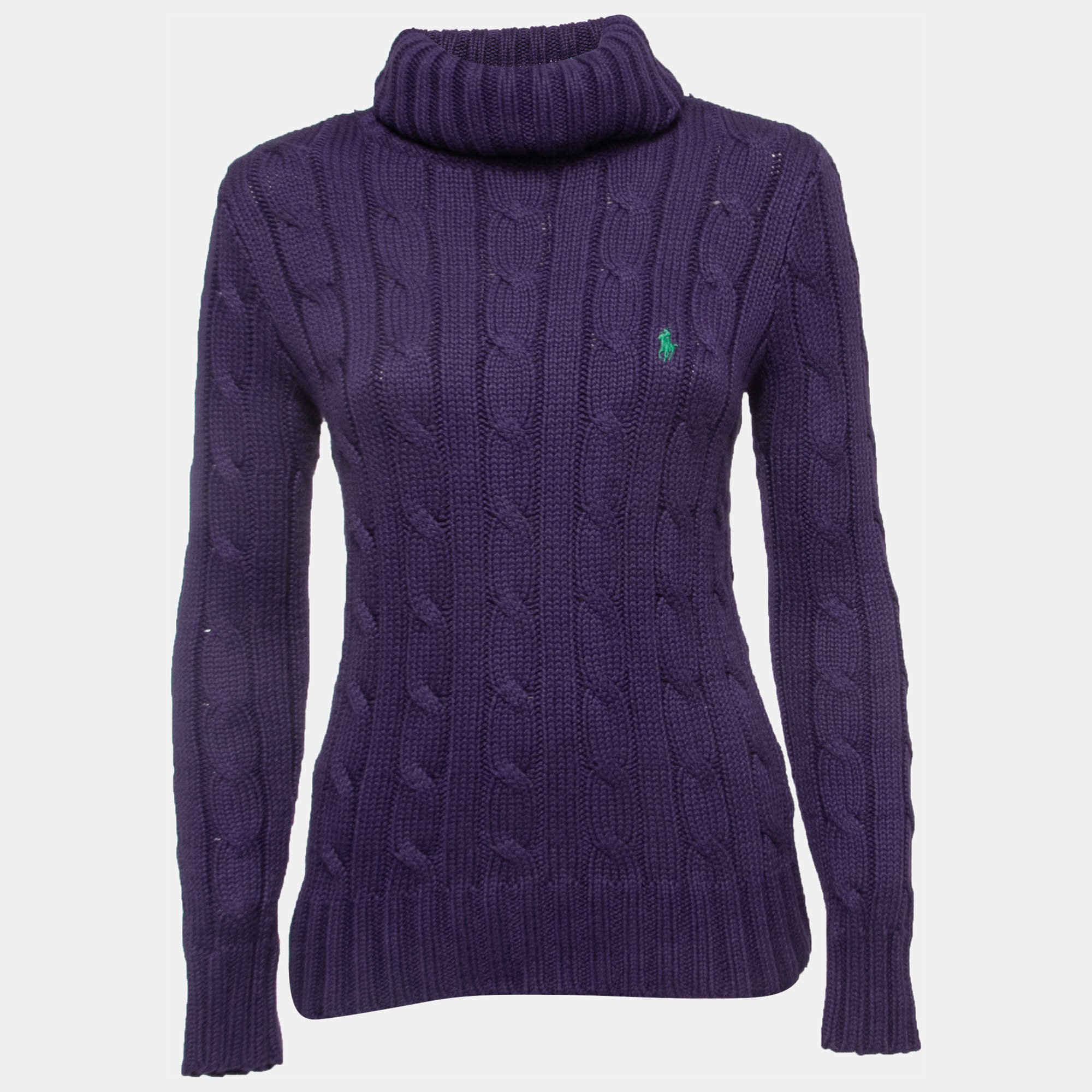 Pre Owned Polo Ralph Lauren Purple Cotton Knit Turtle Neck Sweater S