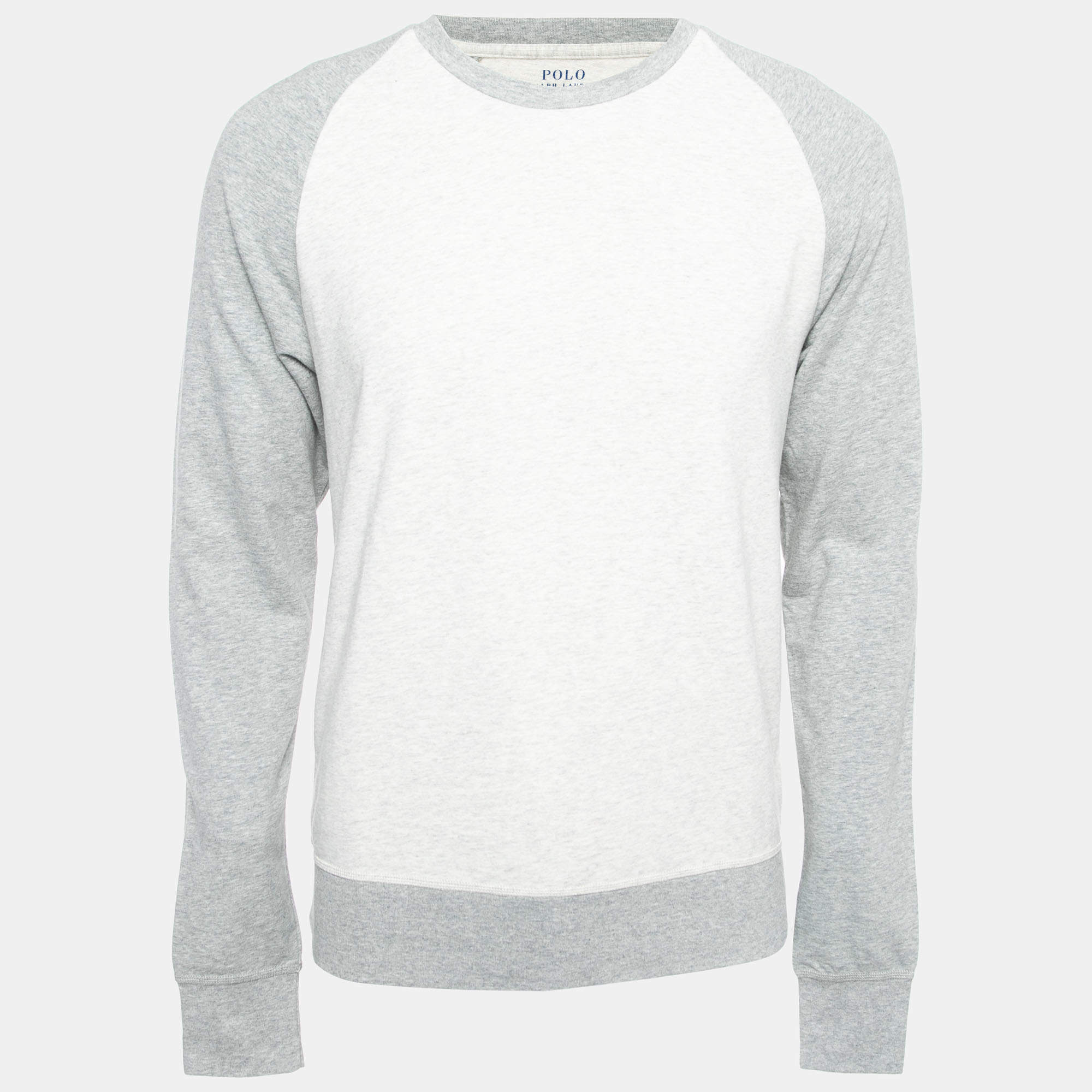 مملوكة مسبقًا Polo Ralph Lauren Light Grey Cotton Crew Neck Long Sleeve T-Shirt M
