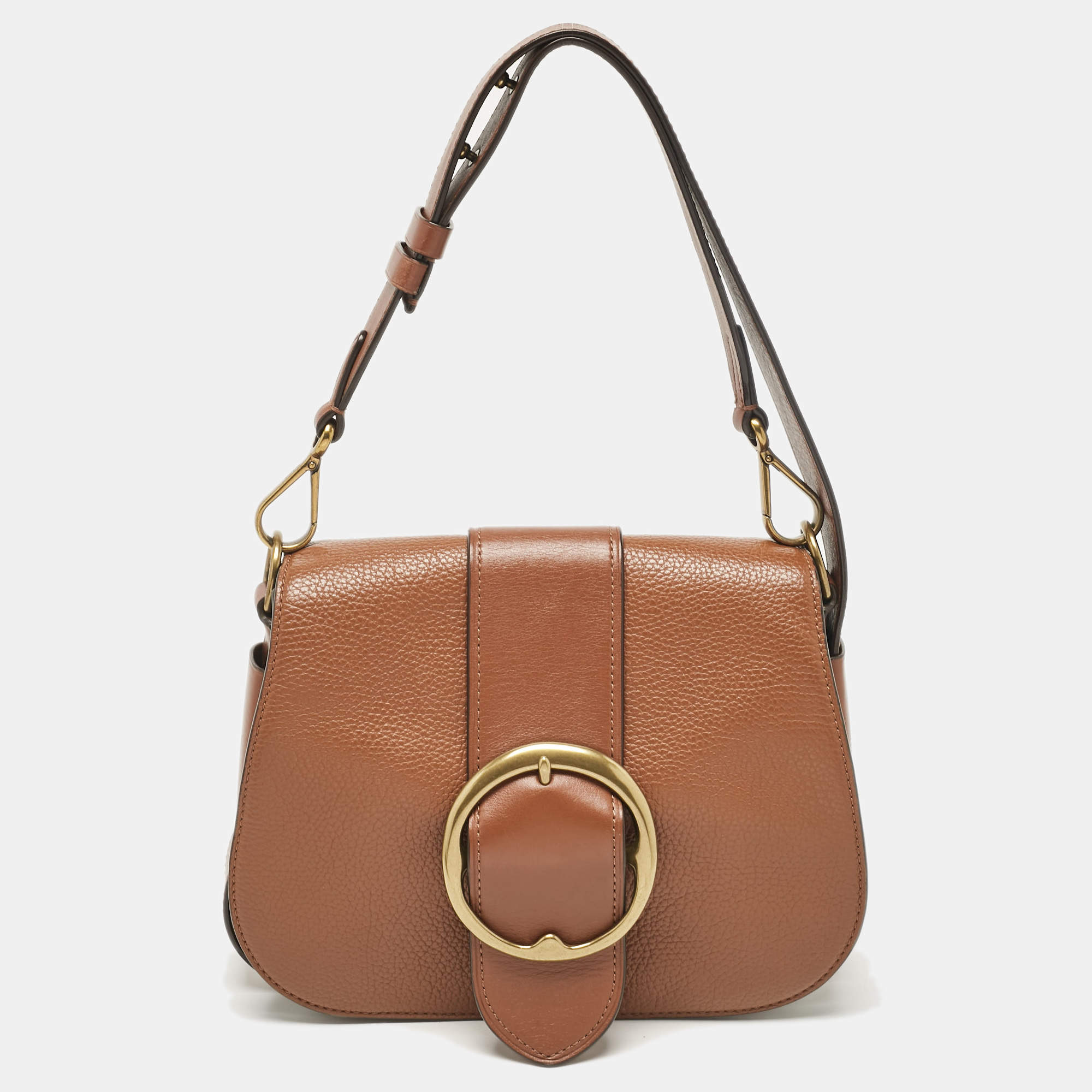 Pre Owned Polo Ralph Lauren Brown Leather Shoulder Bags