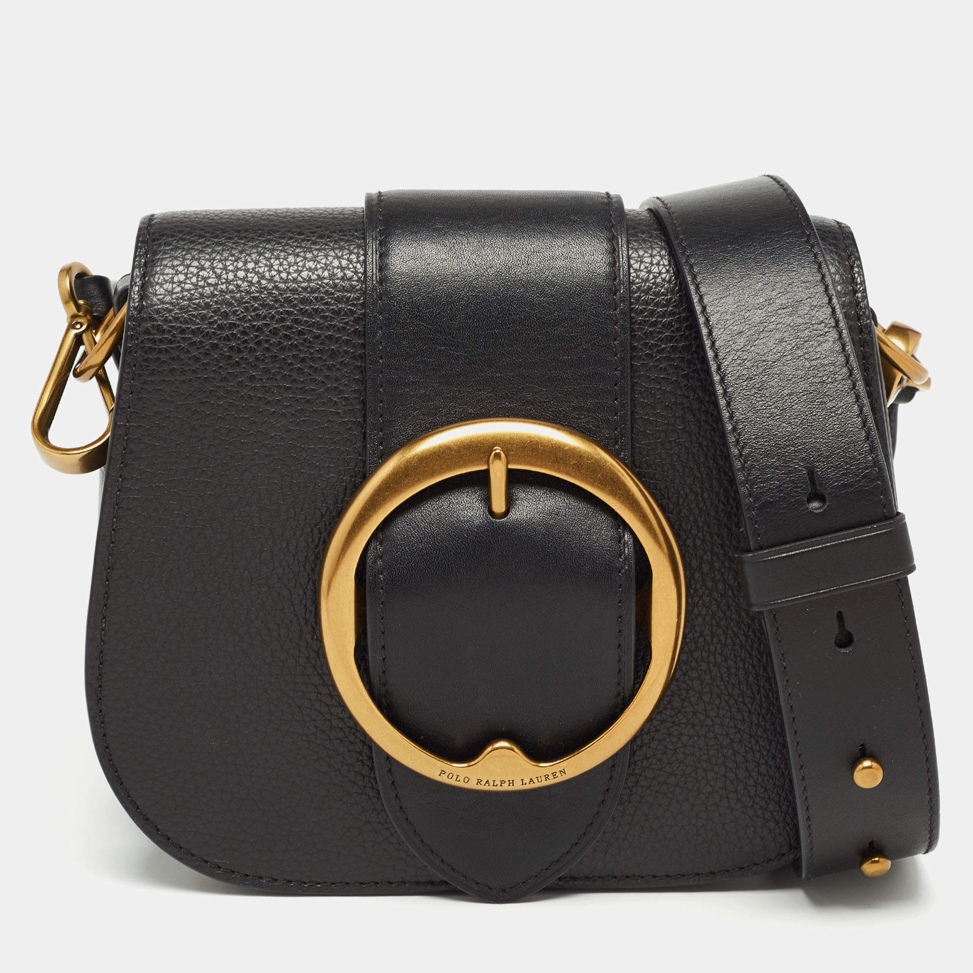 Pre Owned Polo Ralph Lauren Black Leather Lennox Shoulder Bag