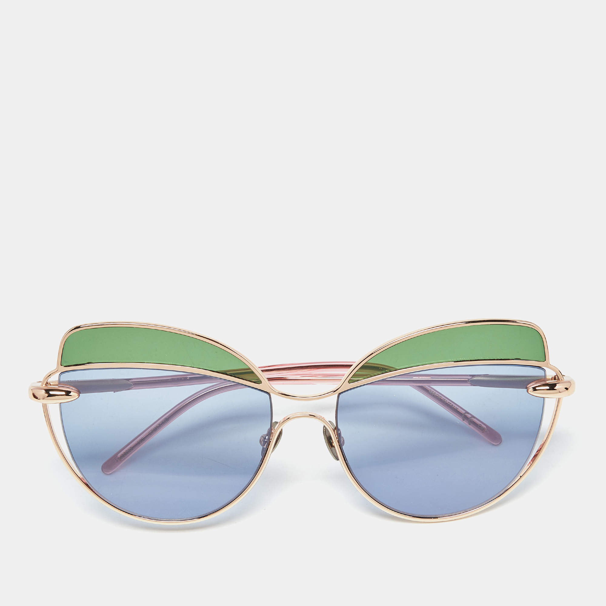 Pre Owned Pomellato Blue/Green PM0056S Butterfly Sunglasses