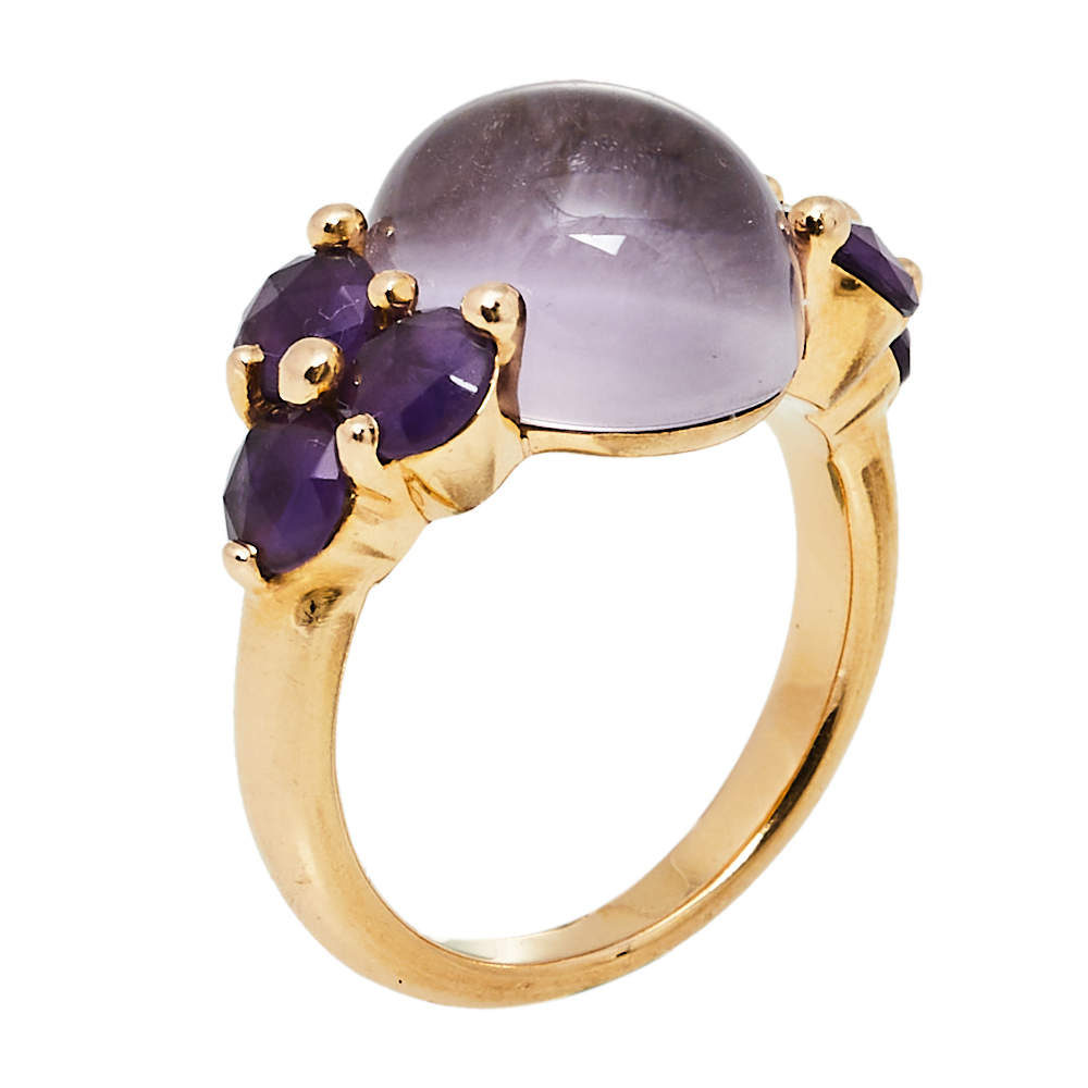Pomellato Luna  Amethyst 18K Rose Gold Ring Size 54