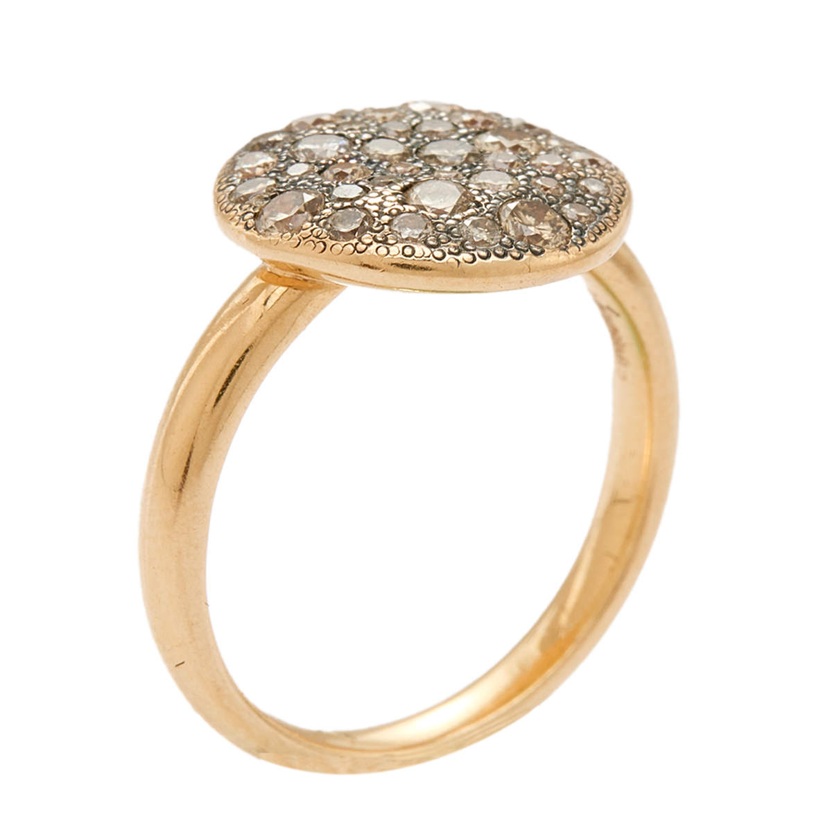 Pomellato Sabbia Brown Diamond 18k Yellow Gold Cocktail Ring Size 50