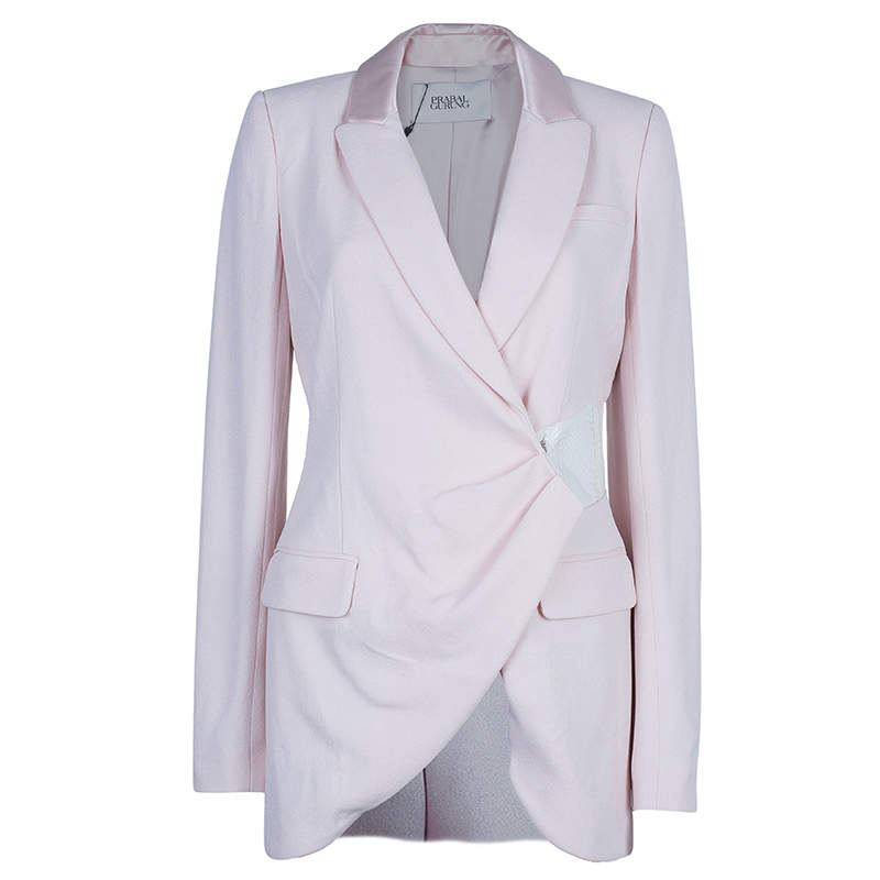 Prabal Gurung Snakeskin Patch Tuxedo Wrap Jacket S