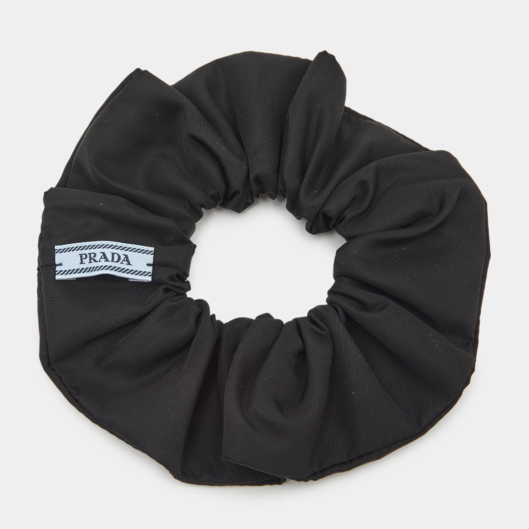 Prada Black Nylon Logo Plaque Hair Scrunchie Prada TLC UAE
