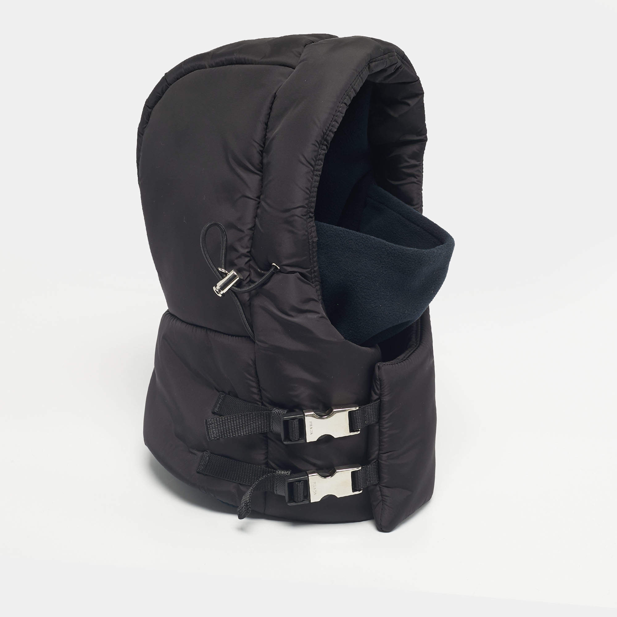 Pre Owned Prada Black Nylon Buckle Detail Balaclava M
