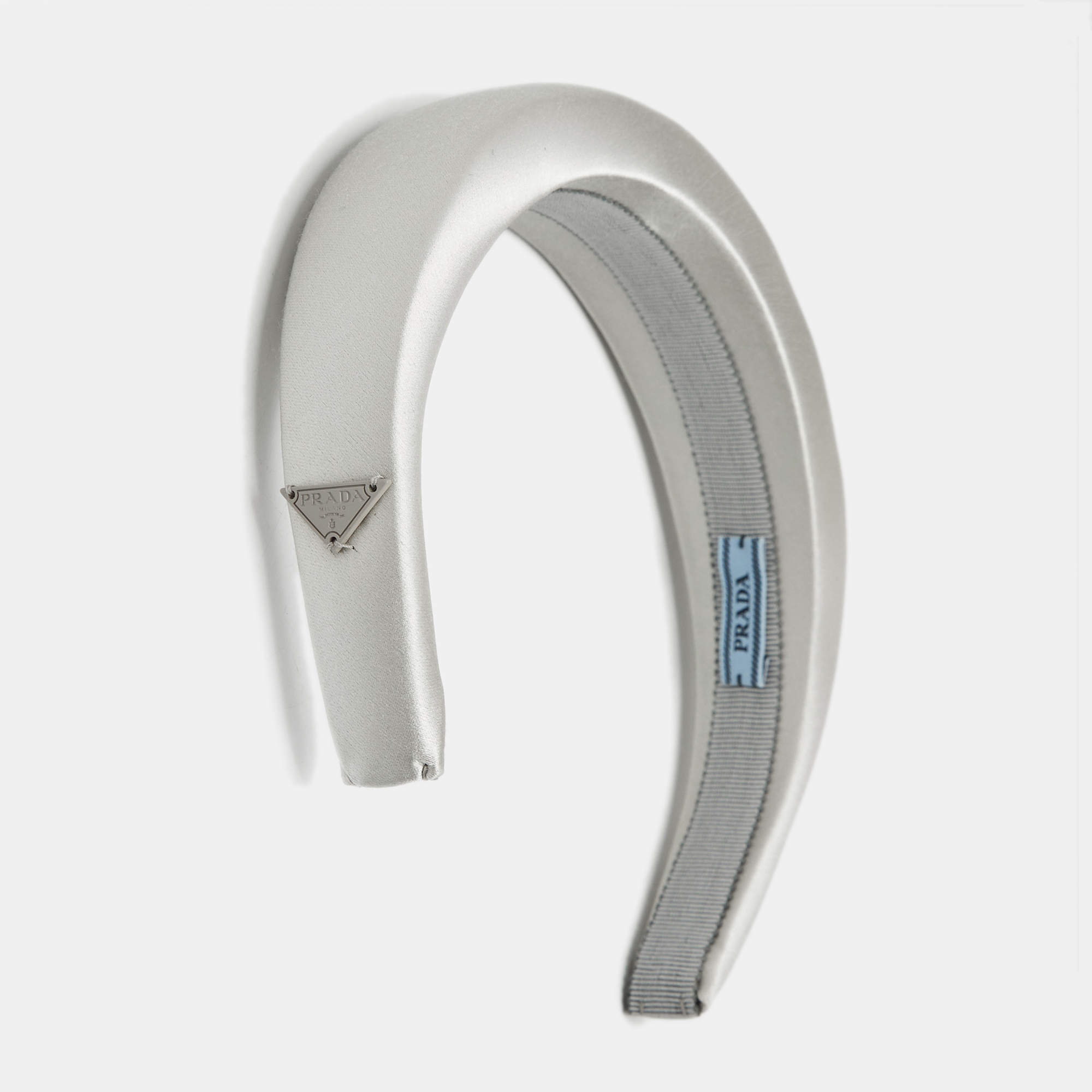Pre Owned Prada Silver Satin Headband