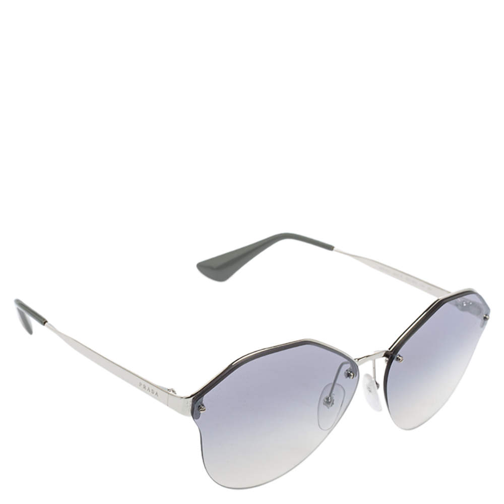 Prada Silver Tone/Grey SPR64T Gradient Oval Sunglasses
