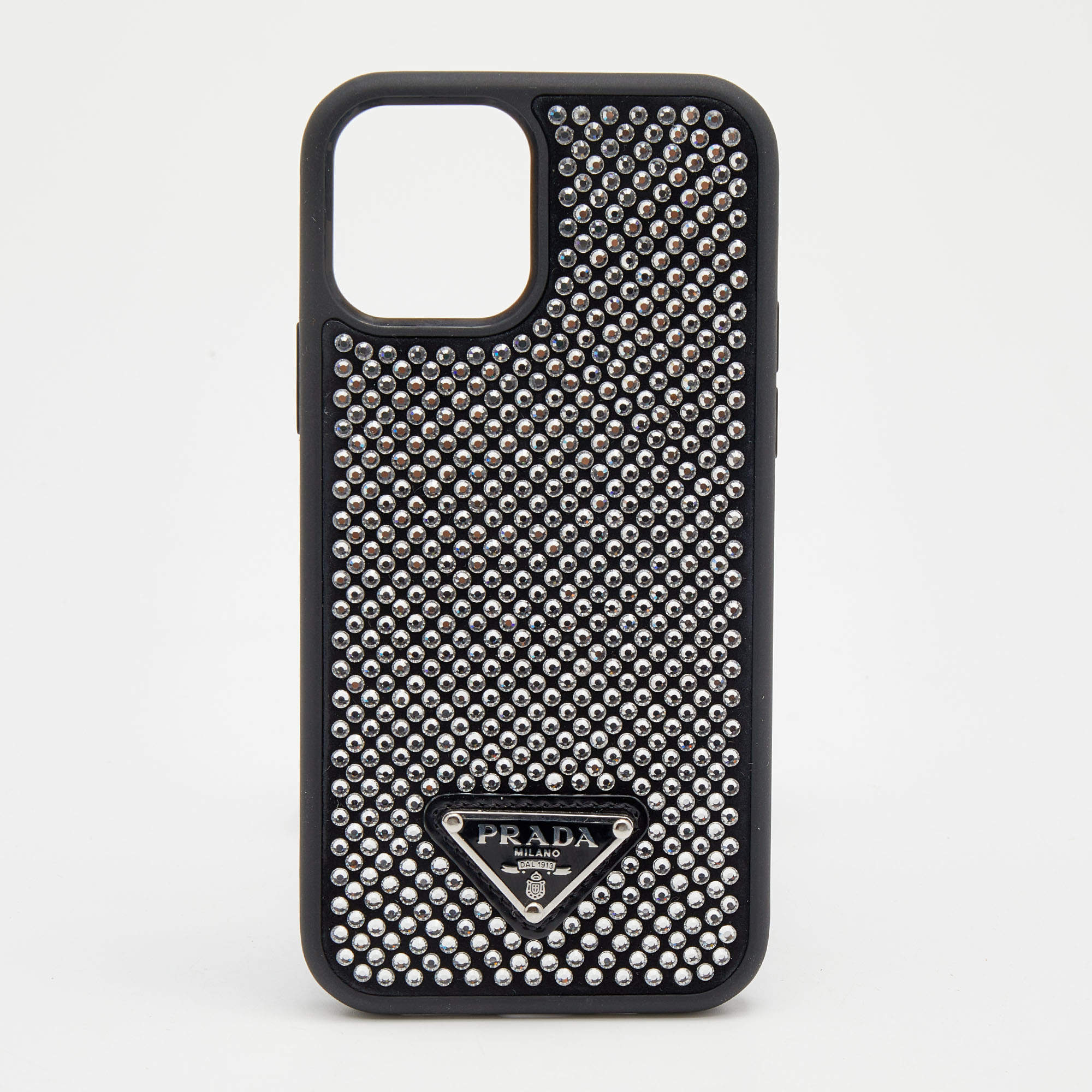 Prada Black Crystal Embellished Suede iPhone 12 And 12 Pro cover