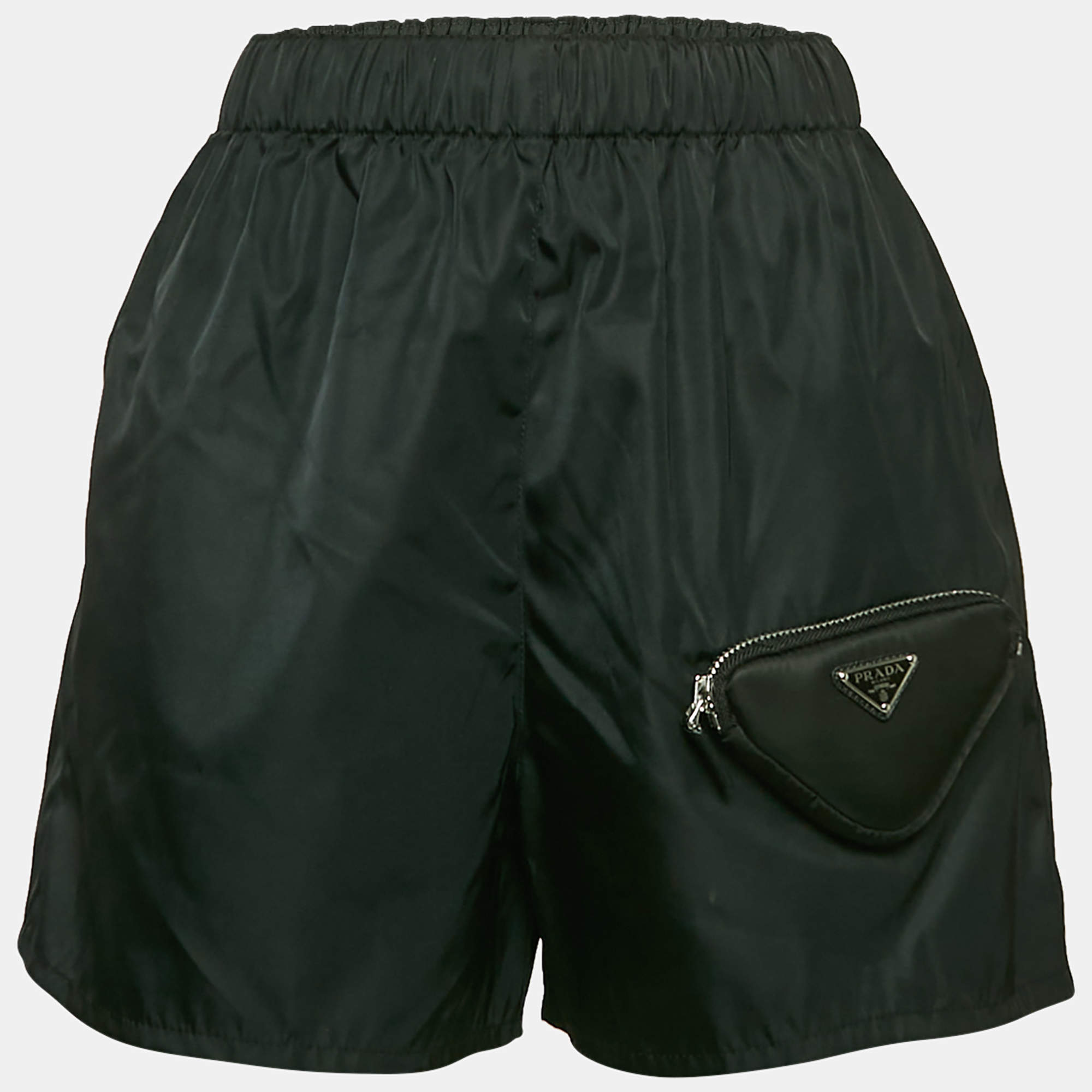 Prada Black R-Nylon Triangle Pocket Detail Shorts XXS