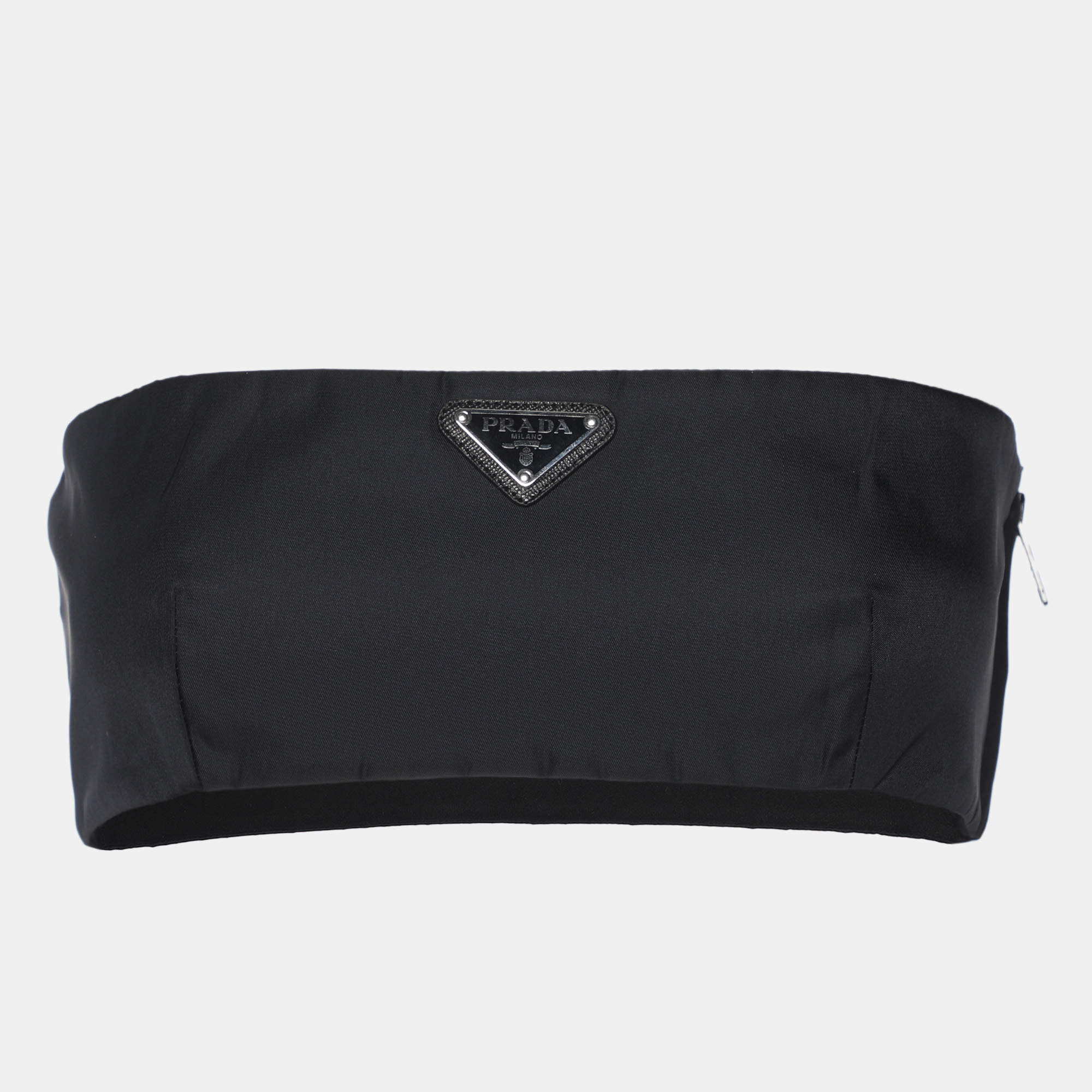 مملوكة مسبقًا Prada Black Re-Nylon Bandeau Top S