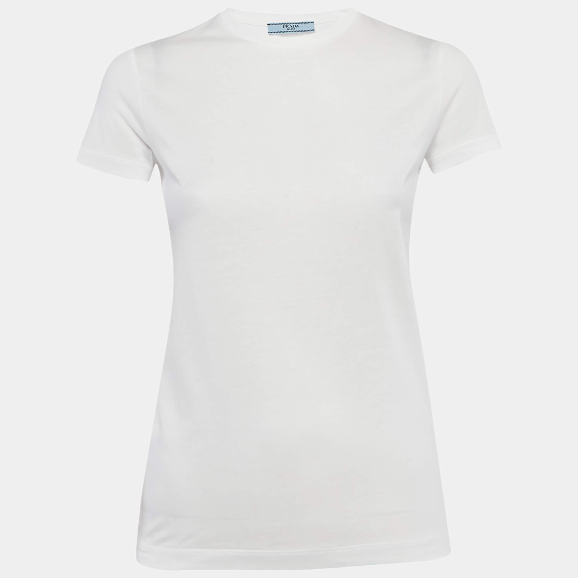 مملوكة مسبقًا Prada White Jersey Crew Neck T-Shirt XS