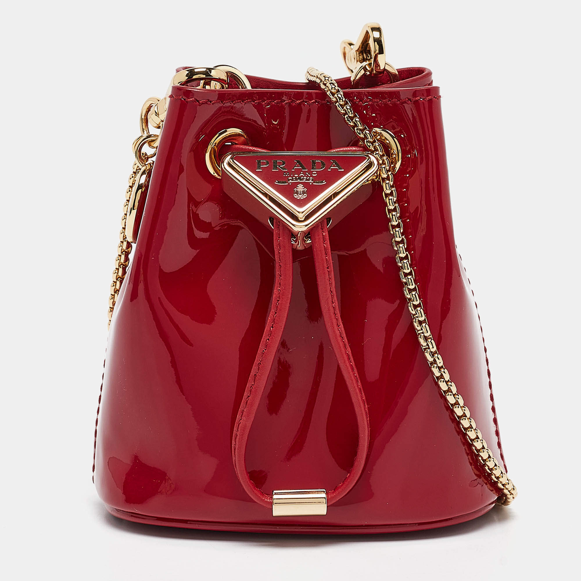 Prada Cherry Red Patent Leather Mini Chain Pouch