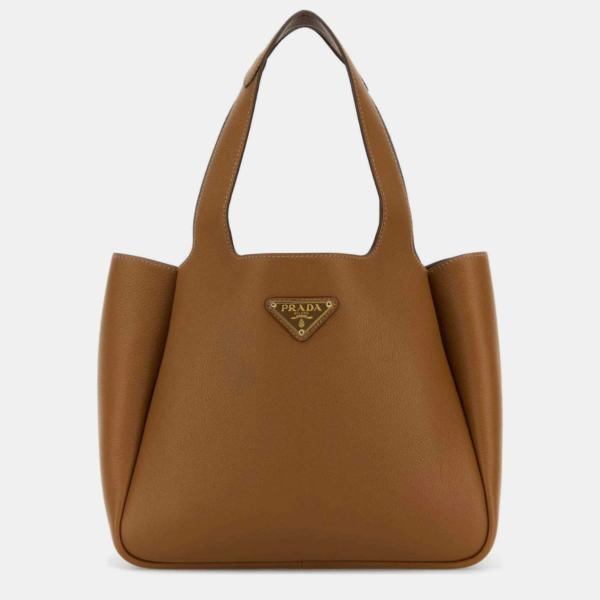 Prada Caramel Leather Medium Hobo Bag