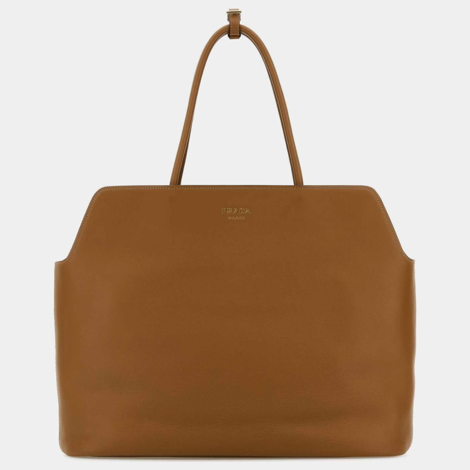 Prada Caramel Leather Shopping Bag