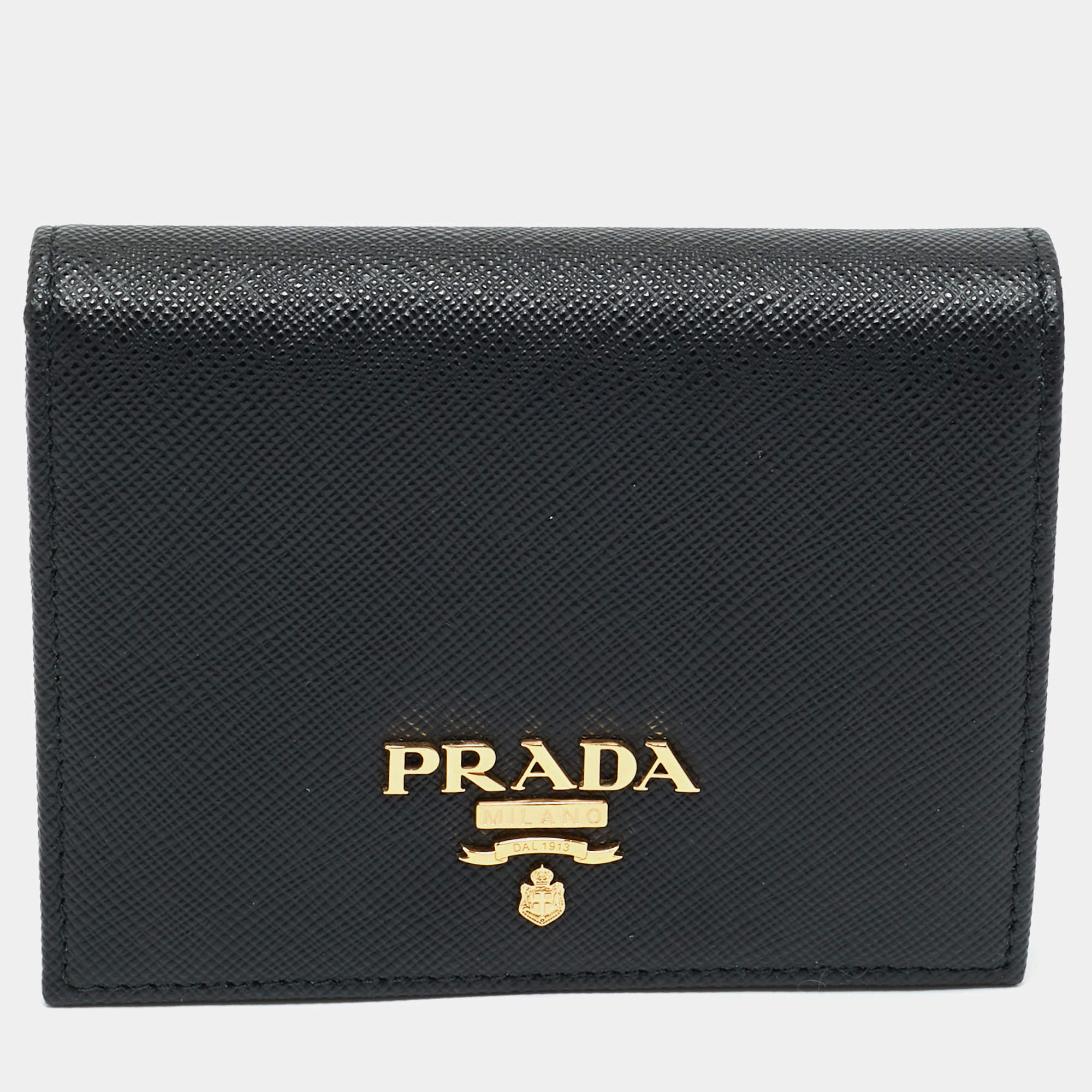 Pre Owned Prada Black Saffiano Leather Bifold Wallet