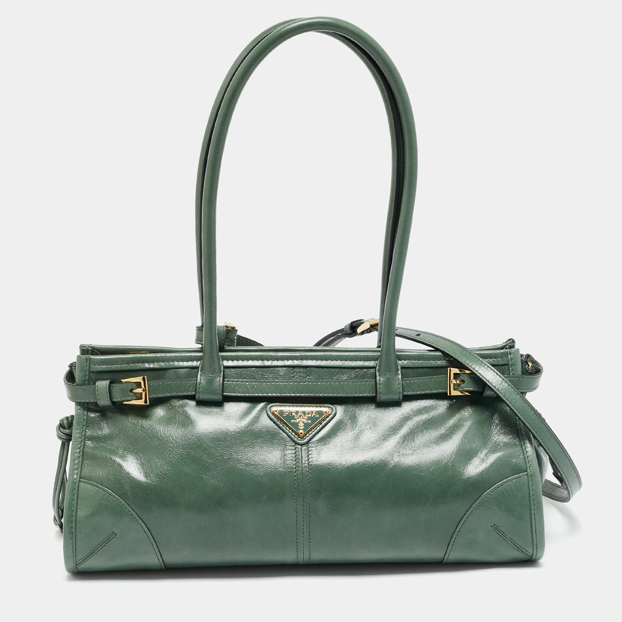 Pre Owned حقيبة كتف برادا بوني متوسطة جلد حكيم