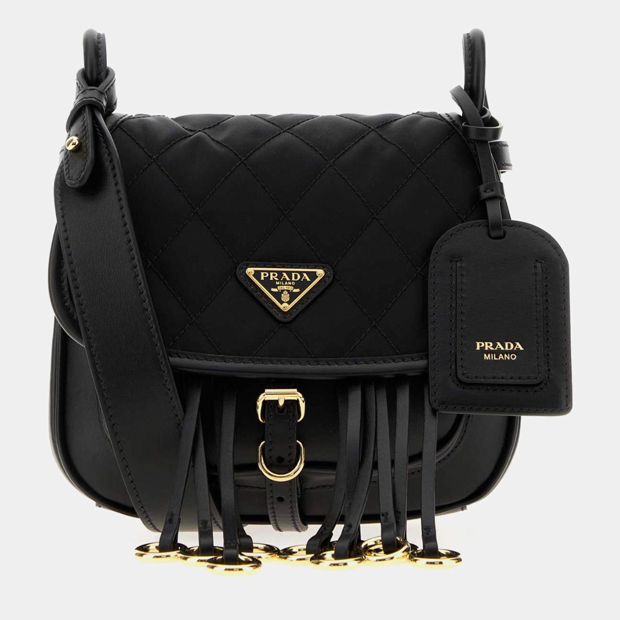 Pre Owned Prada Corsaire Mini Black Re -Nylon Leather Crossbody Bag