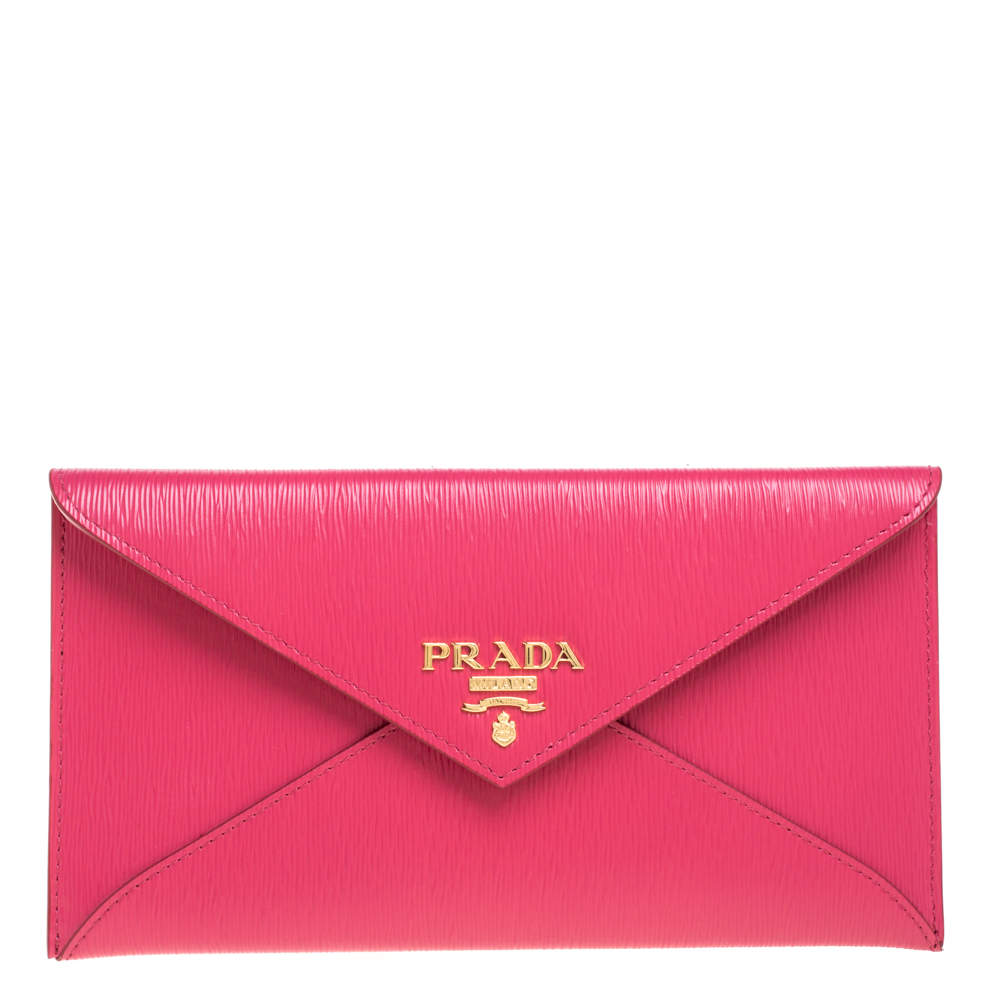 Prada Pink Vitello Move Leather Envelope Wallet Prada | The Luxury Closet