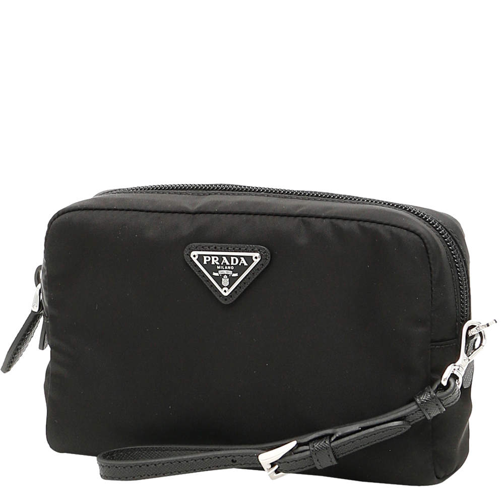 prada black nylon makeup bag