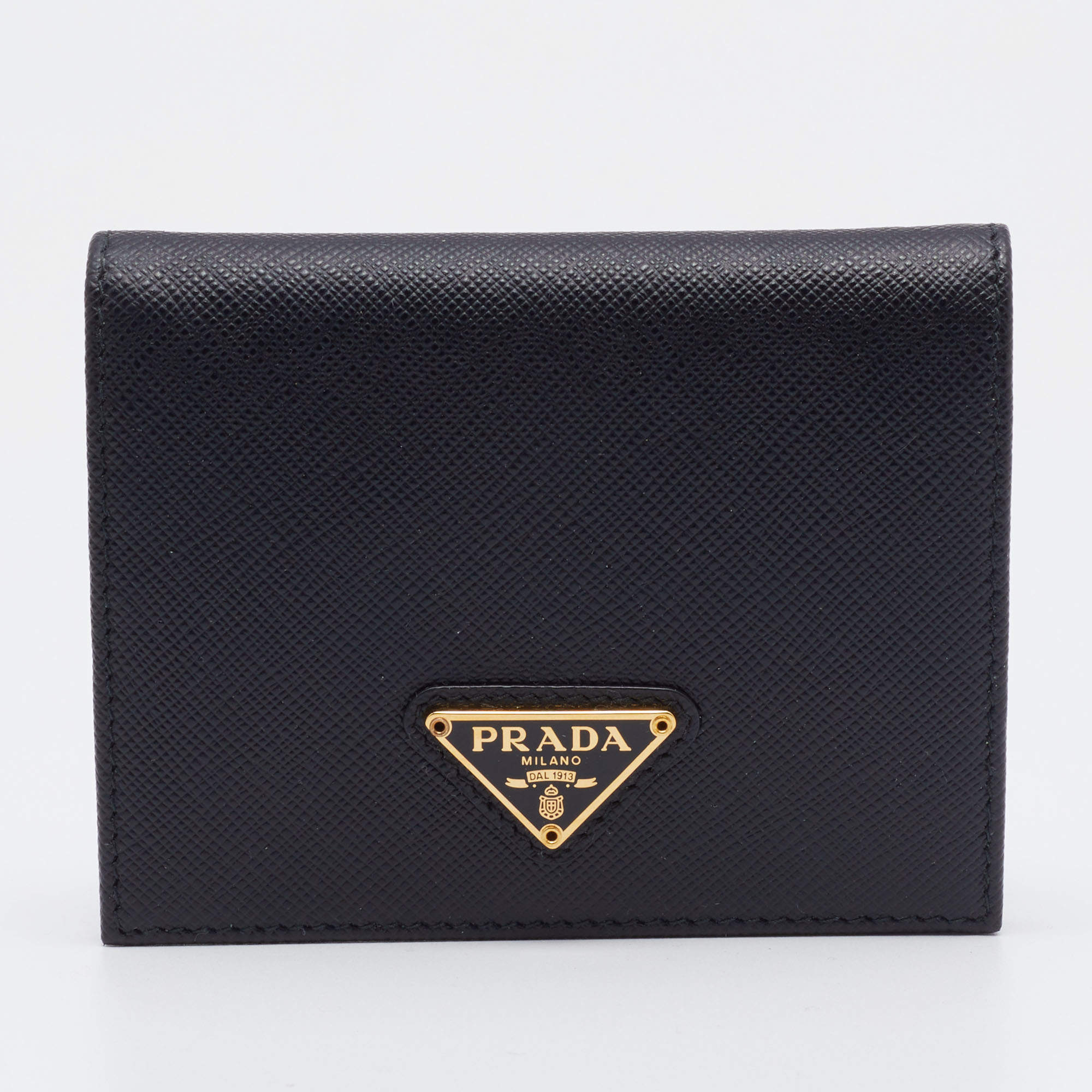 Pre Owned Prada Black Saffiano Leather Bifold Wallet