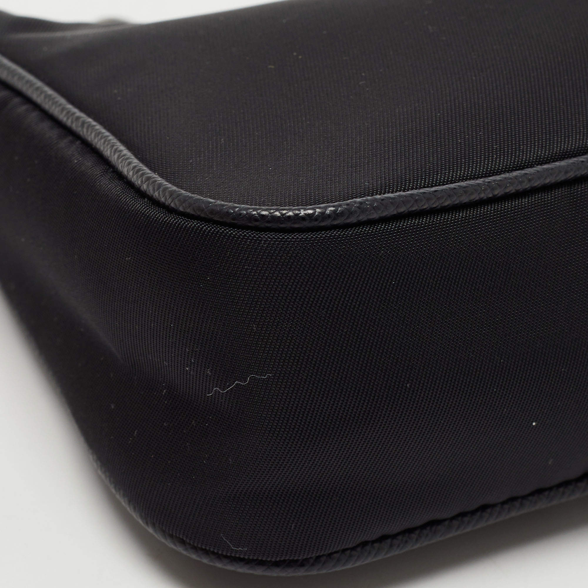 Prada Re Nylon Mini Pouch 2Zt022 Nero Black Saffiano Leather Shoulder Bag  Me