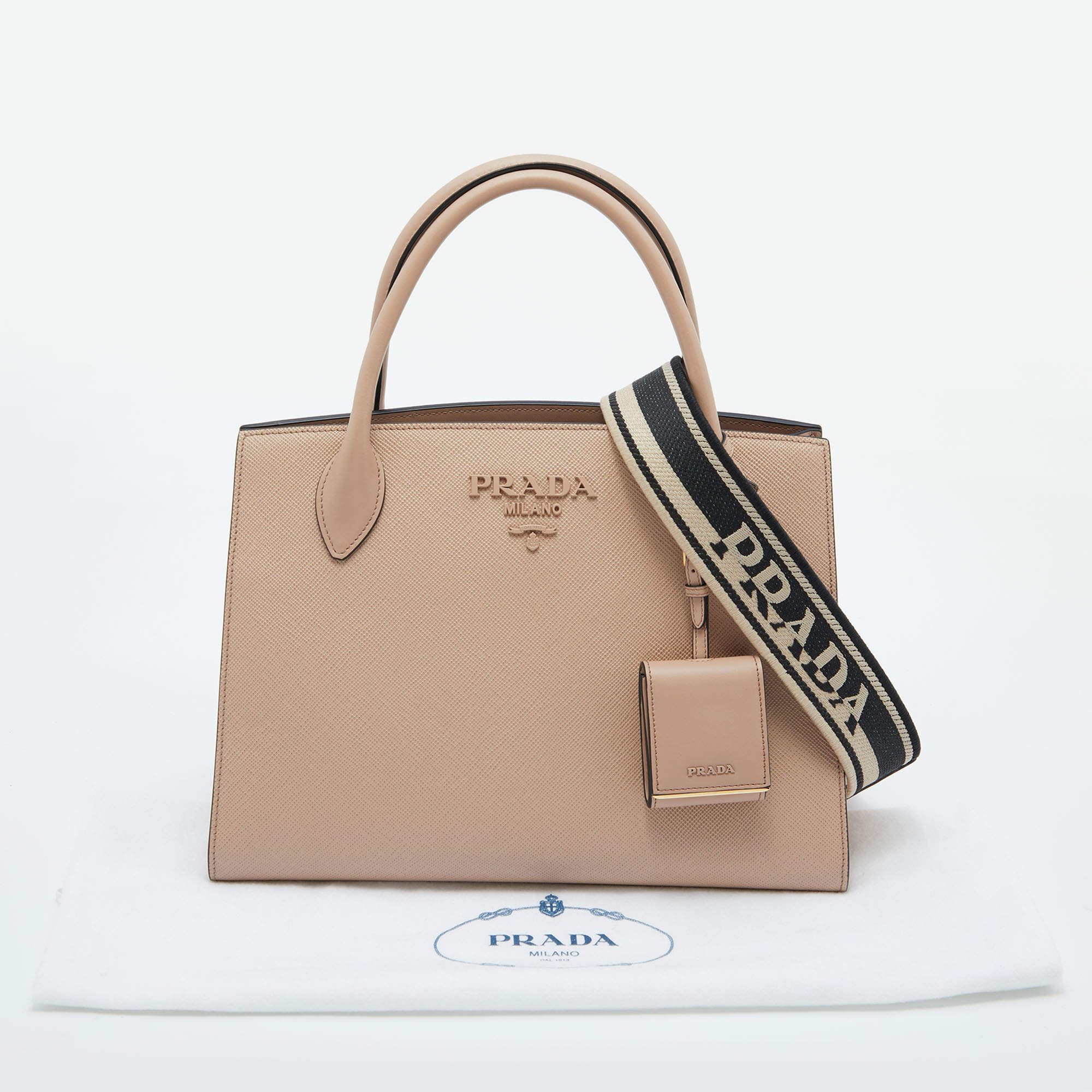 Prada - Monochrome Cipria Saffiano Leather Small Bag
