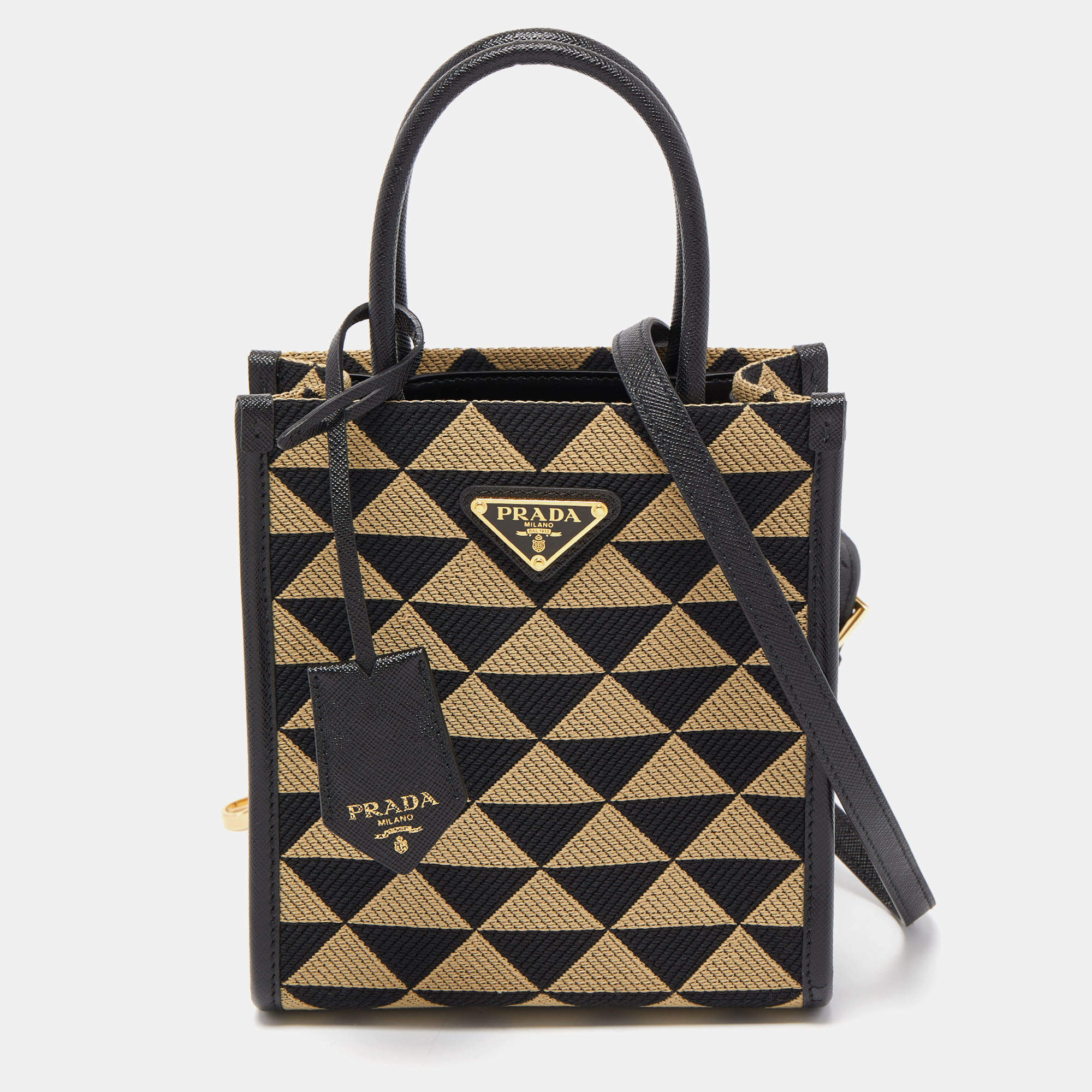 Prada Black, Pattern Print Triangolo Jacquard Symbole Shoulder Bag