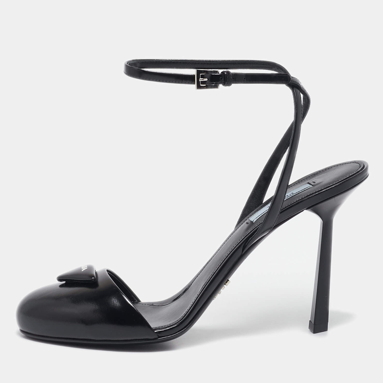 Prada Black Leather Ankle Strap Sandals Size 39