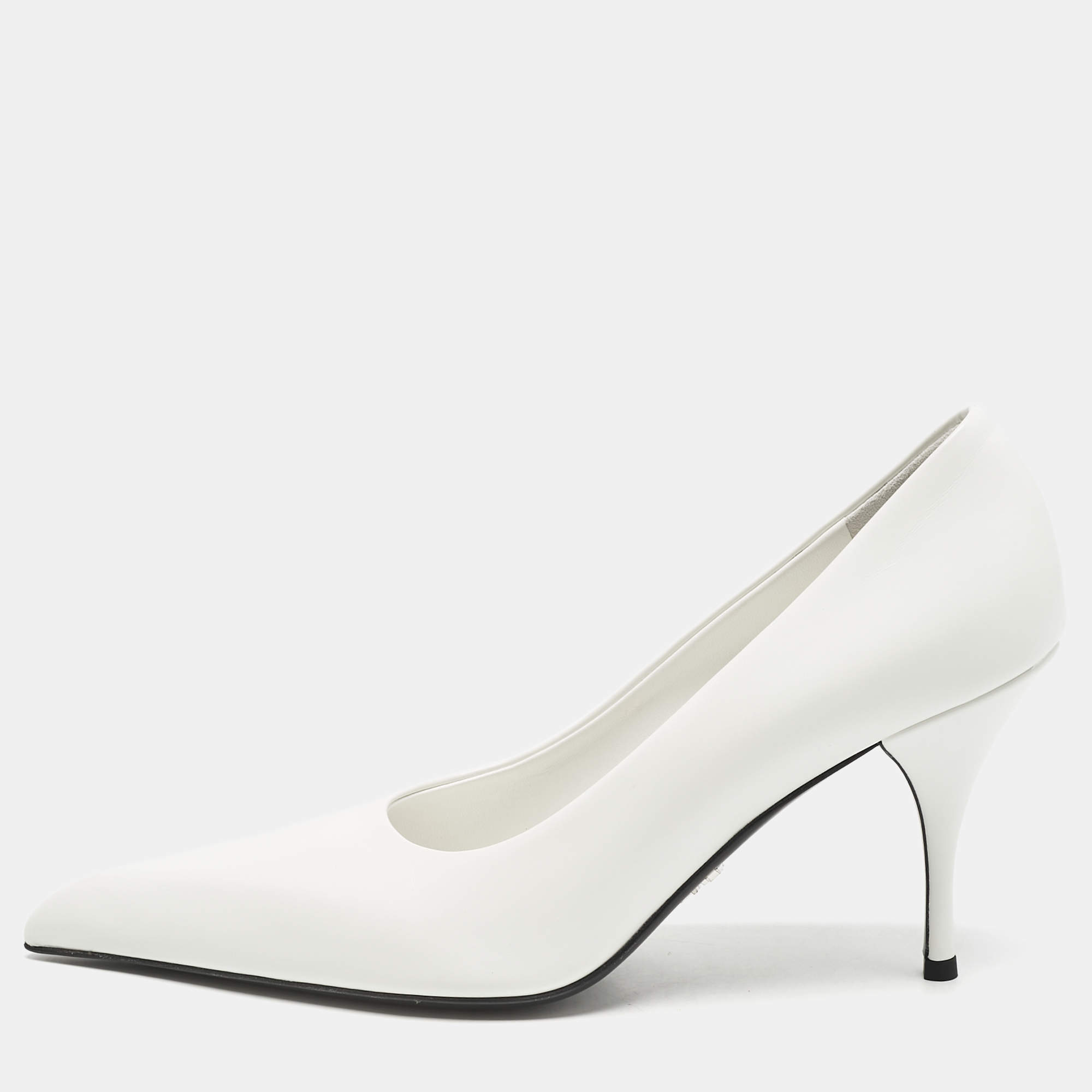 Prada White Leather Pointed Toe Pumps Size 40