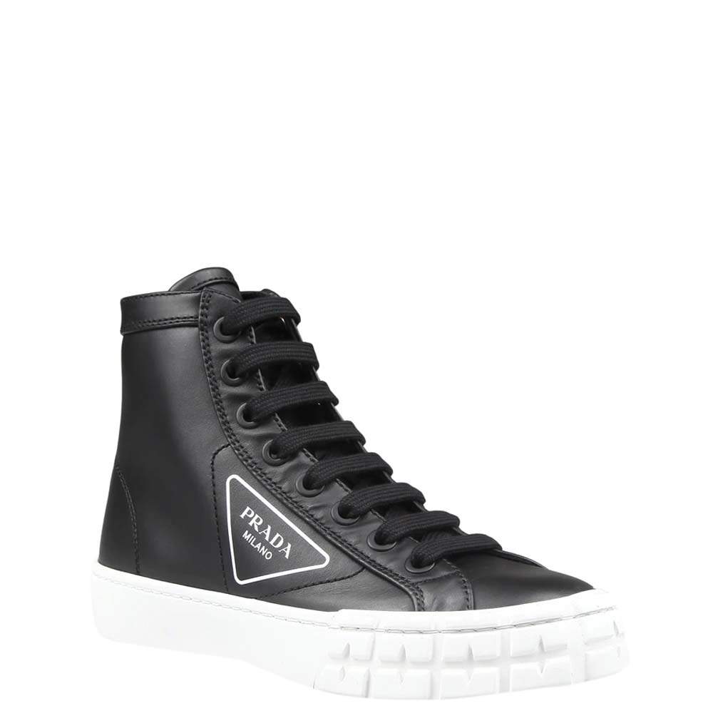douche ze Telegraaf Prada Black Leather High-top Sneakers Size EU 36.5 Prada | TLC
