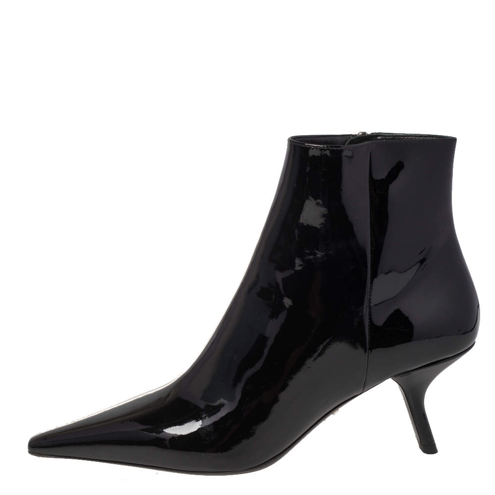 Prada patent cheap leather ankle boots