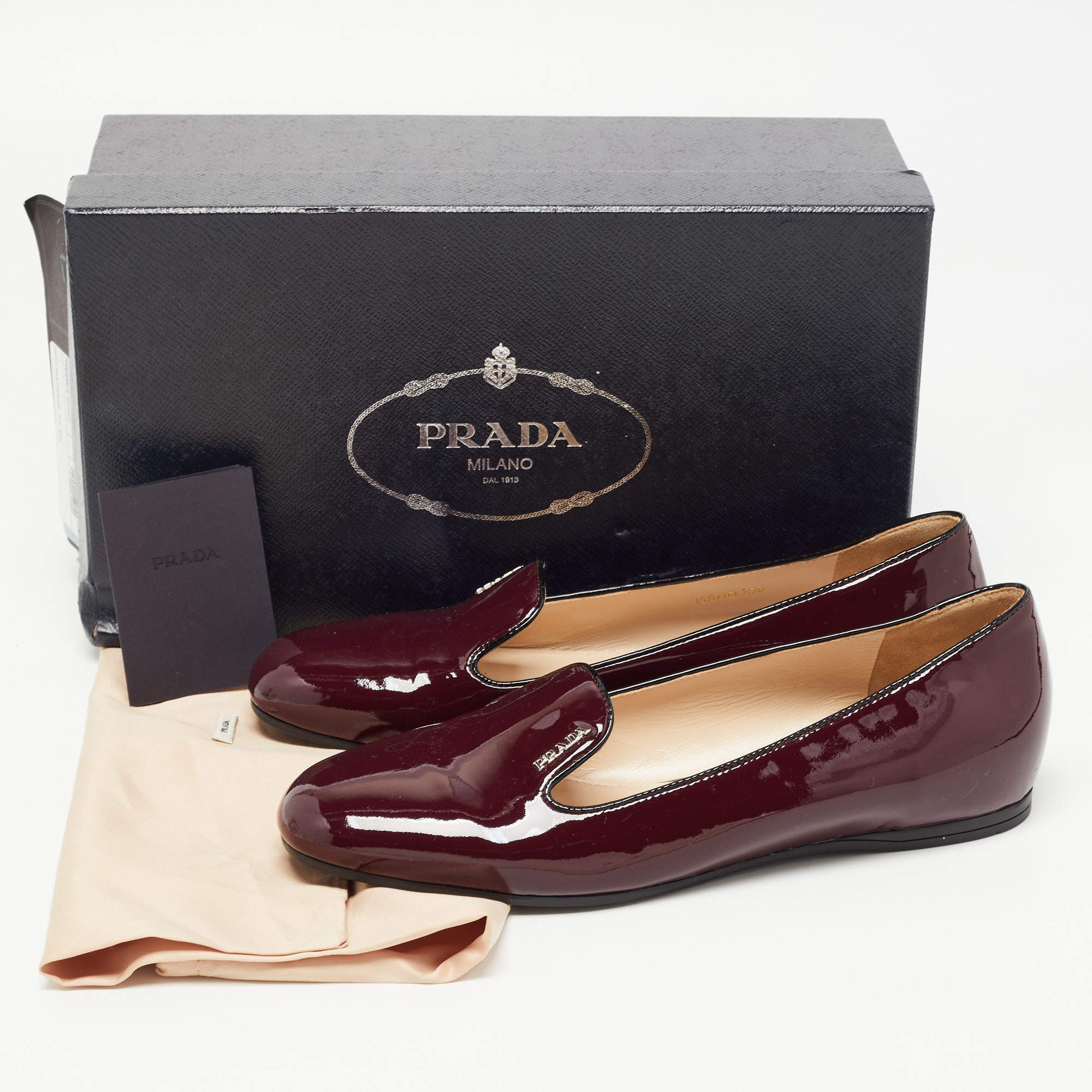 Prada Burgundy Patent Leather Smoking Slippers Size 39.5 Prada