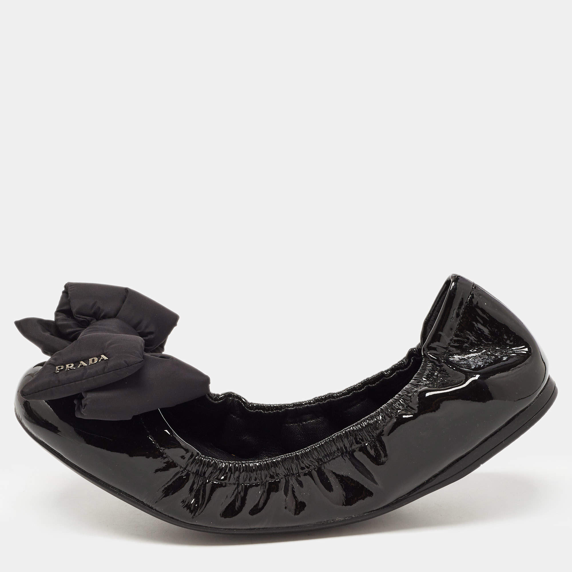 靴 PRADA SPORT Logo ballet shoes BLACK Prada Sport Ballet Flats Patent Leather Black Sz 40 ~ 9.5US